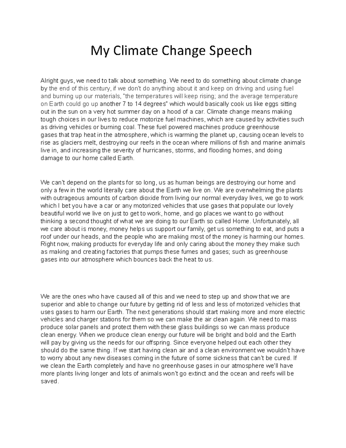 Example Of Informative Speech About Climate Change