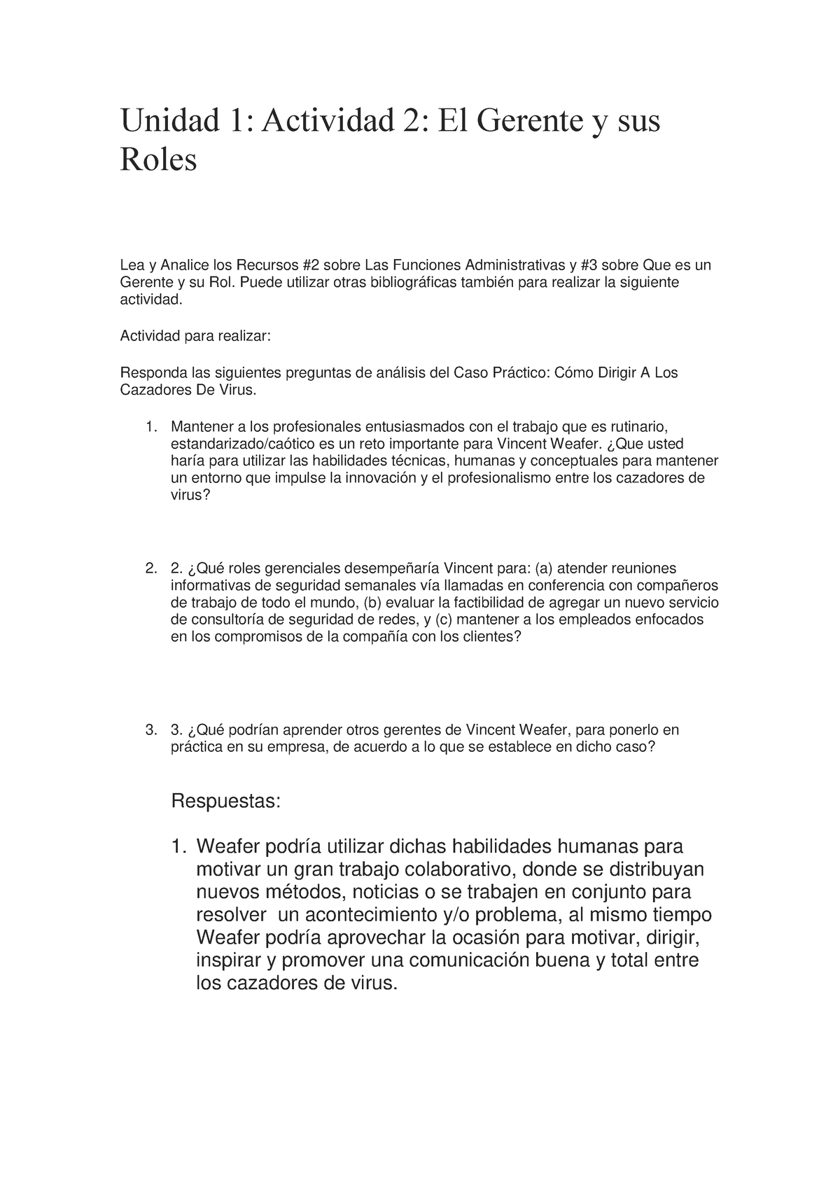 Unidad 1 Actividad 2 El Gerente Y Sus Roles Unidad 1 Actividad 2 El Gerente Y Sus Roles Lea 