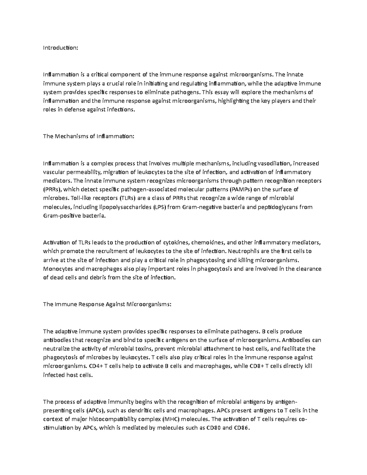 Inflammation and Immune response against microorganisms - Introduction ...