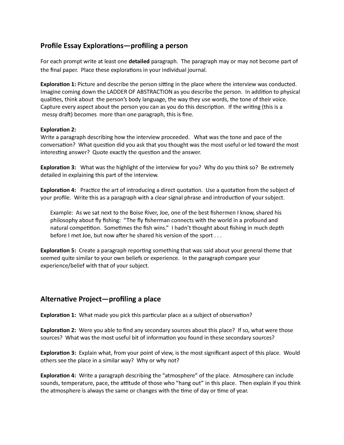 profile essay about writing