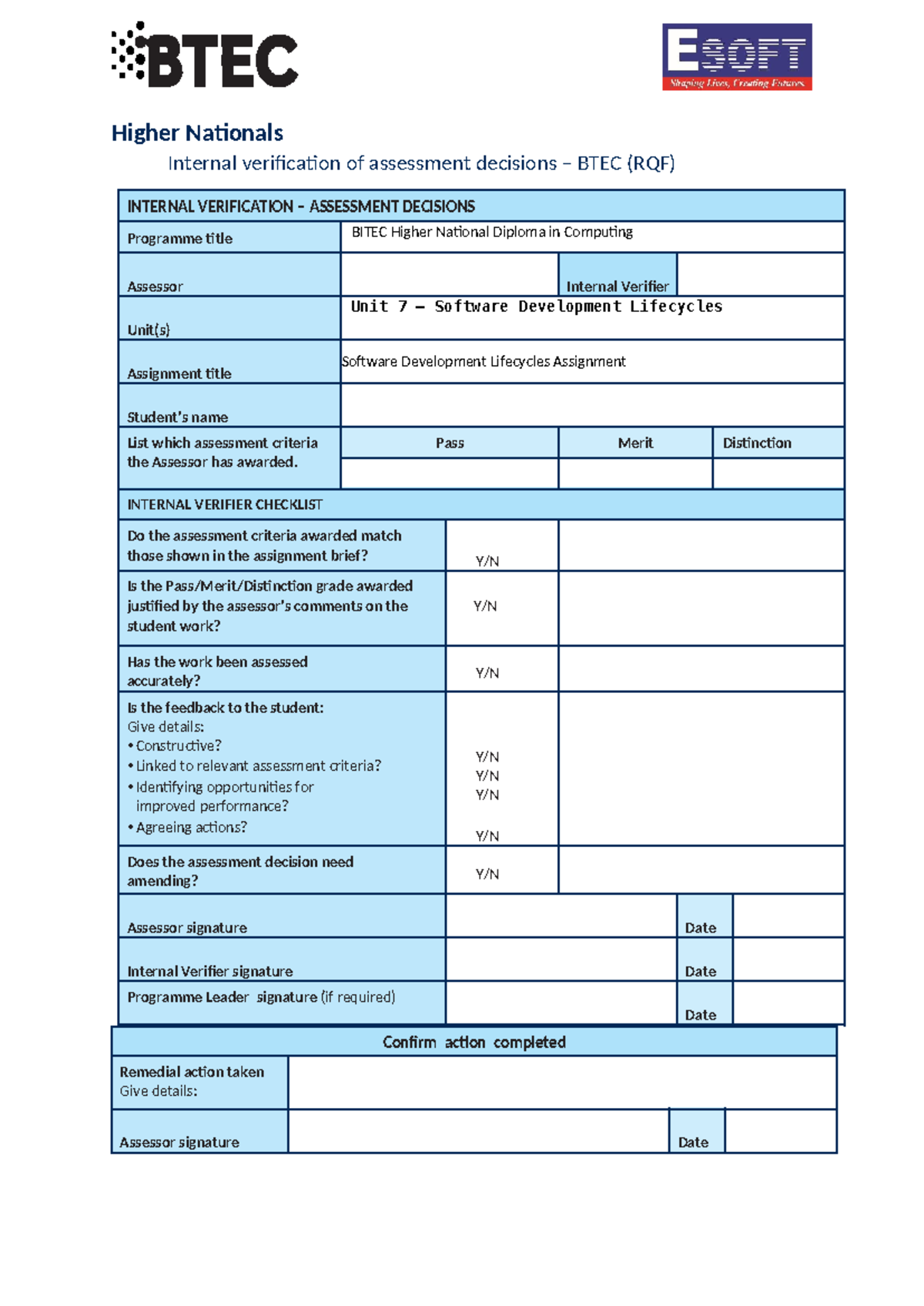 Assignment-Unit 07 - SDLC topic brake down - Higher Nationals Internal ...