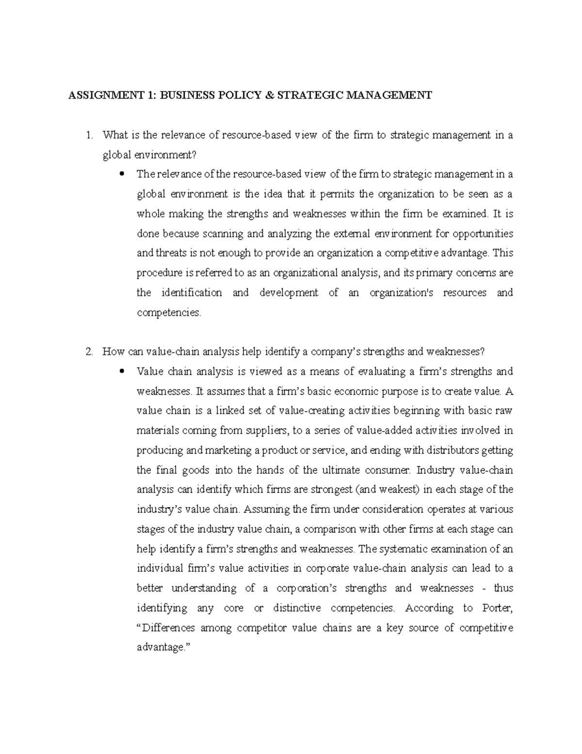 Assignment 1 - Strama - ASSIGNMENT 1: BUSINESS POLICY & STRATEGIC ...