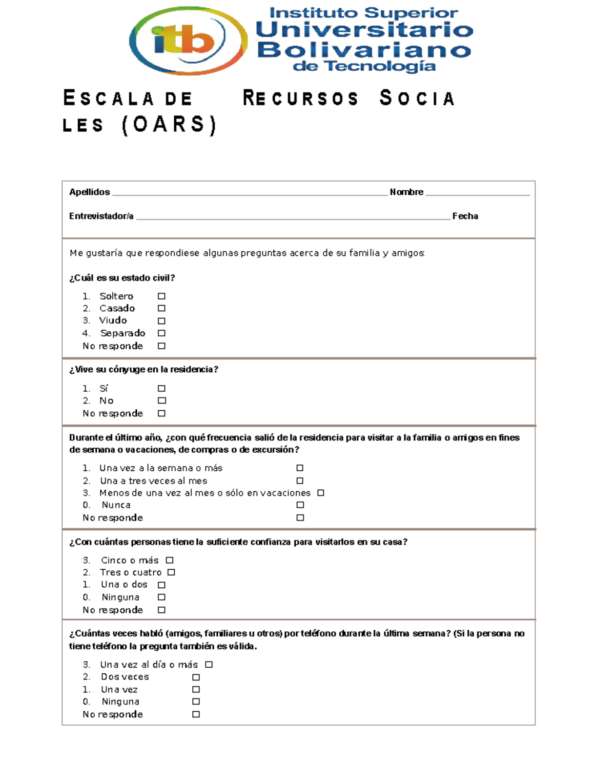 OARS - Fichas - E S C A L A D E RE C U R S O S S O C I A L E S ( O A R ...