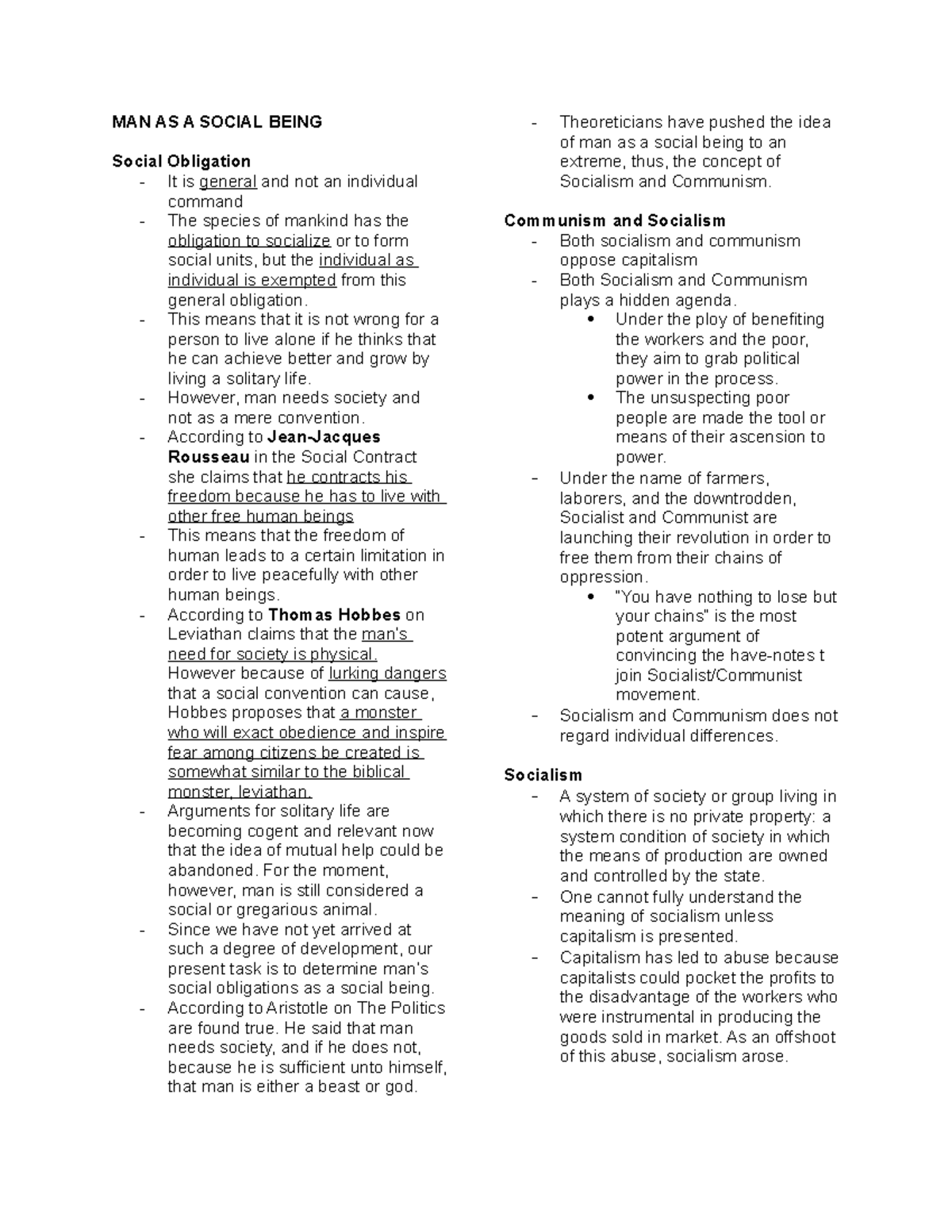 MAN AS A Social Being Midterm topics MAN AS A SOCIAL BEING Social