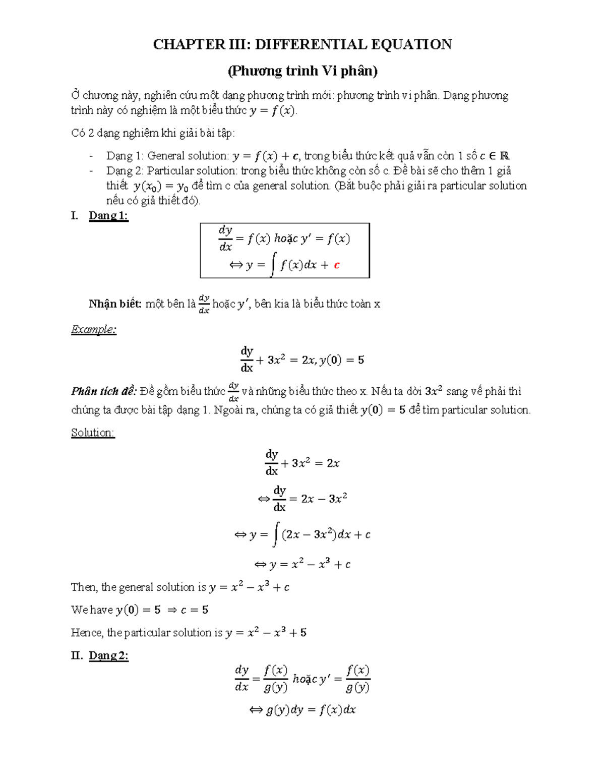 Chapter 3 - ODE - CHAPTER III: DIFFERENTIAL EQUATION (Phương trình Vi ...