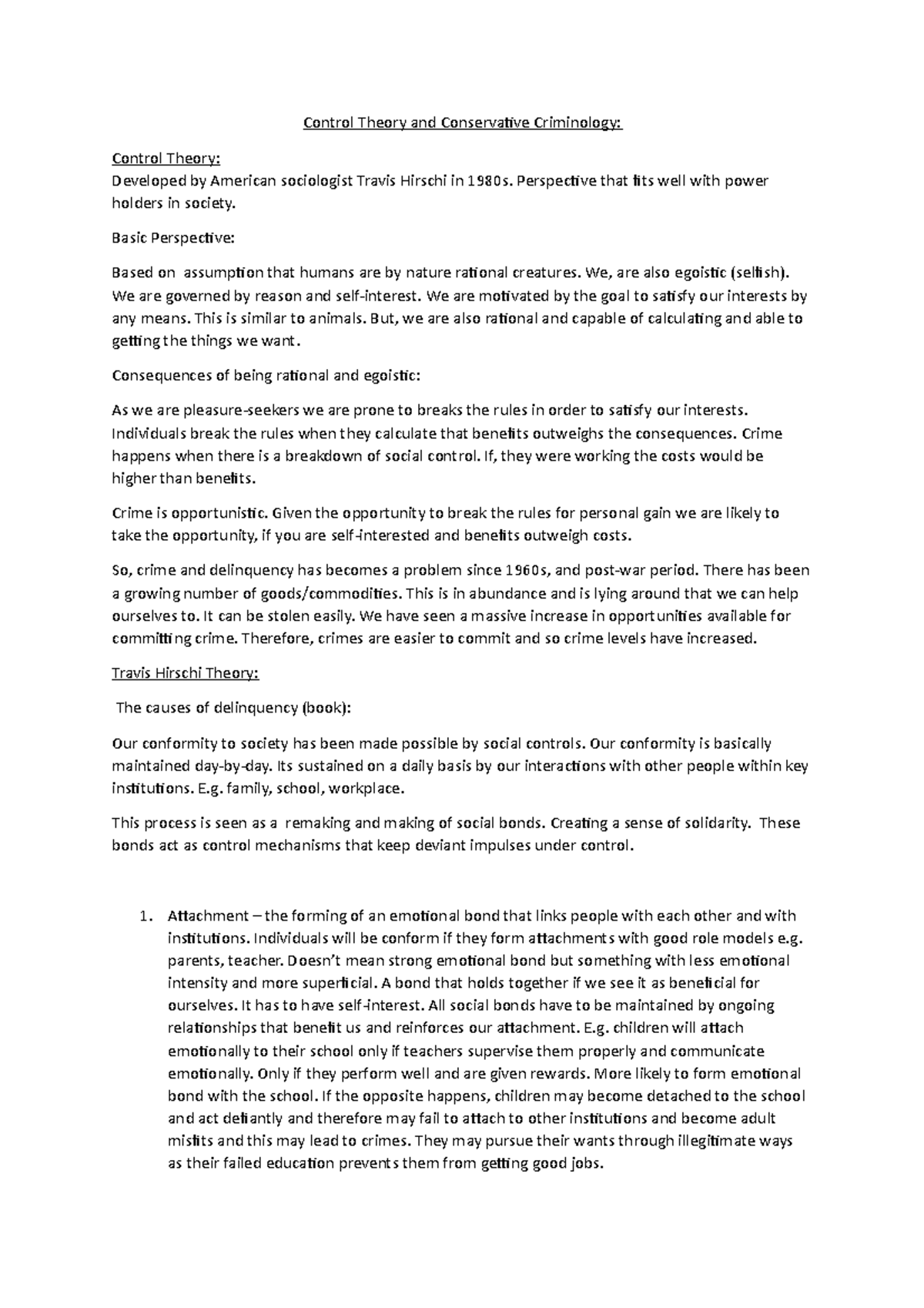 Control Theory and Conservative Criminology Perspective that fits