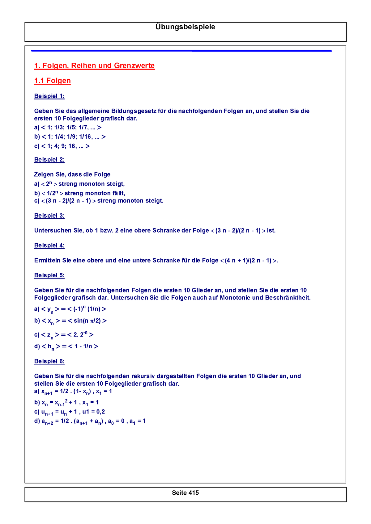 Diverse Aufgaben Angewandte Mathematik Mit Mathcad - 1. Folgen, Reihen ...