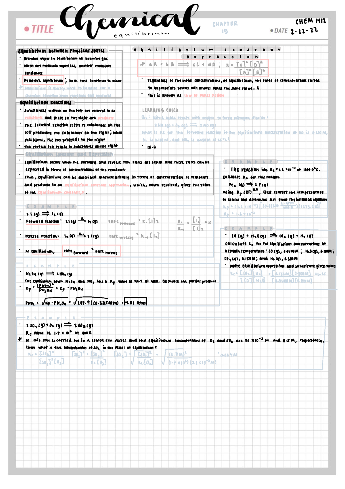 General Chemistry II 6 - CHAPTER CHEM 1412 15 2- 22 - 22 Equilibrium ...