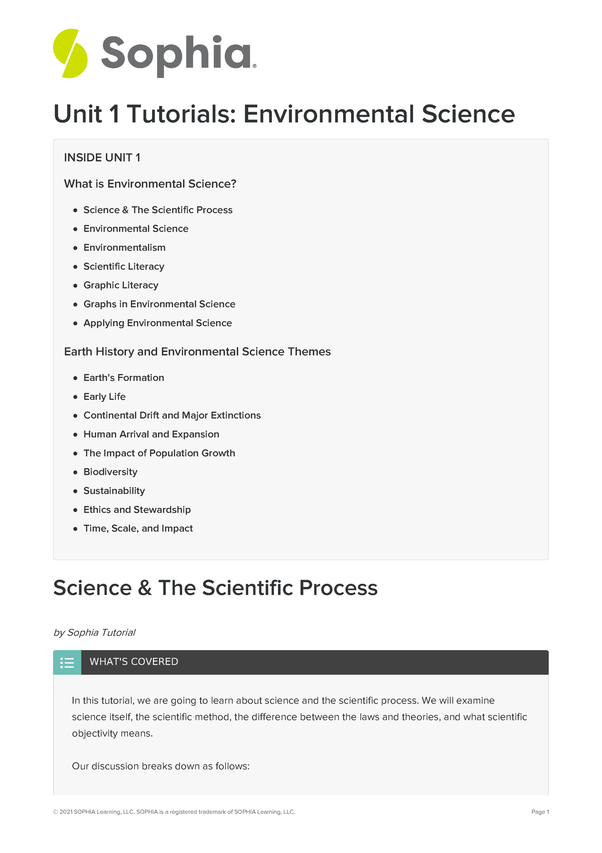 Unit 1 - Environmental Science - Unit 1 Tutorials: Environmental ...