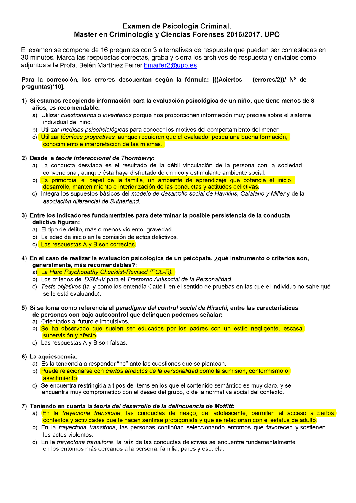 Examen Febrero preguntas y respuestas Examen de Psicología Criminal Master en Studocu