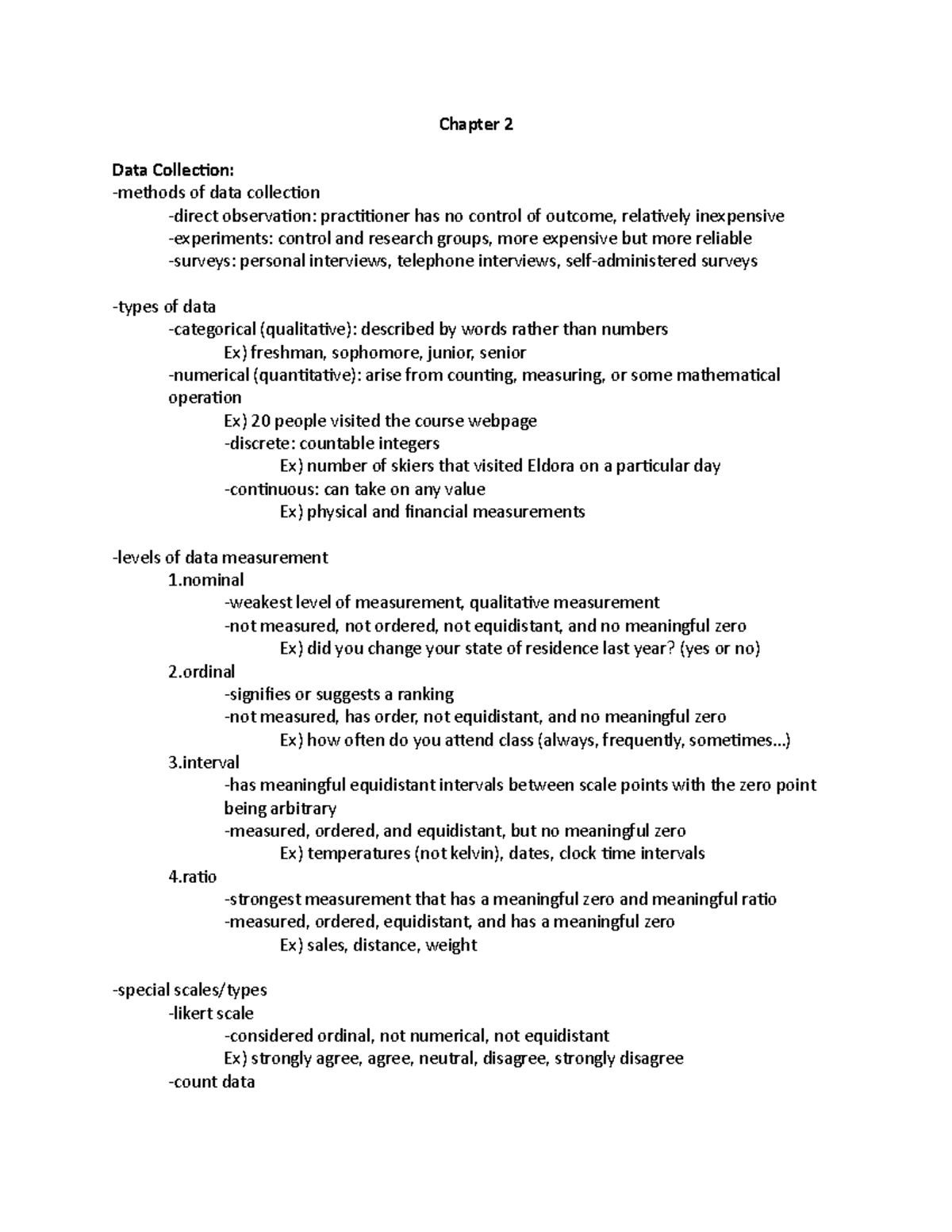 Chapter 2 lecture notes that were used to study for the exam - Chapter ...