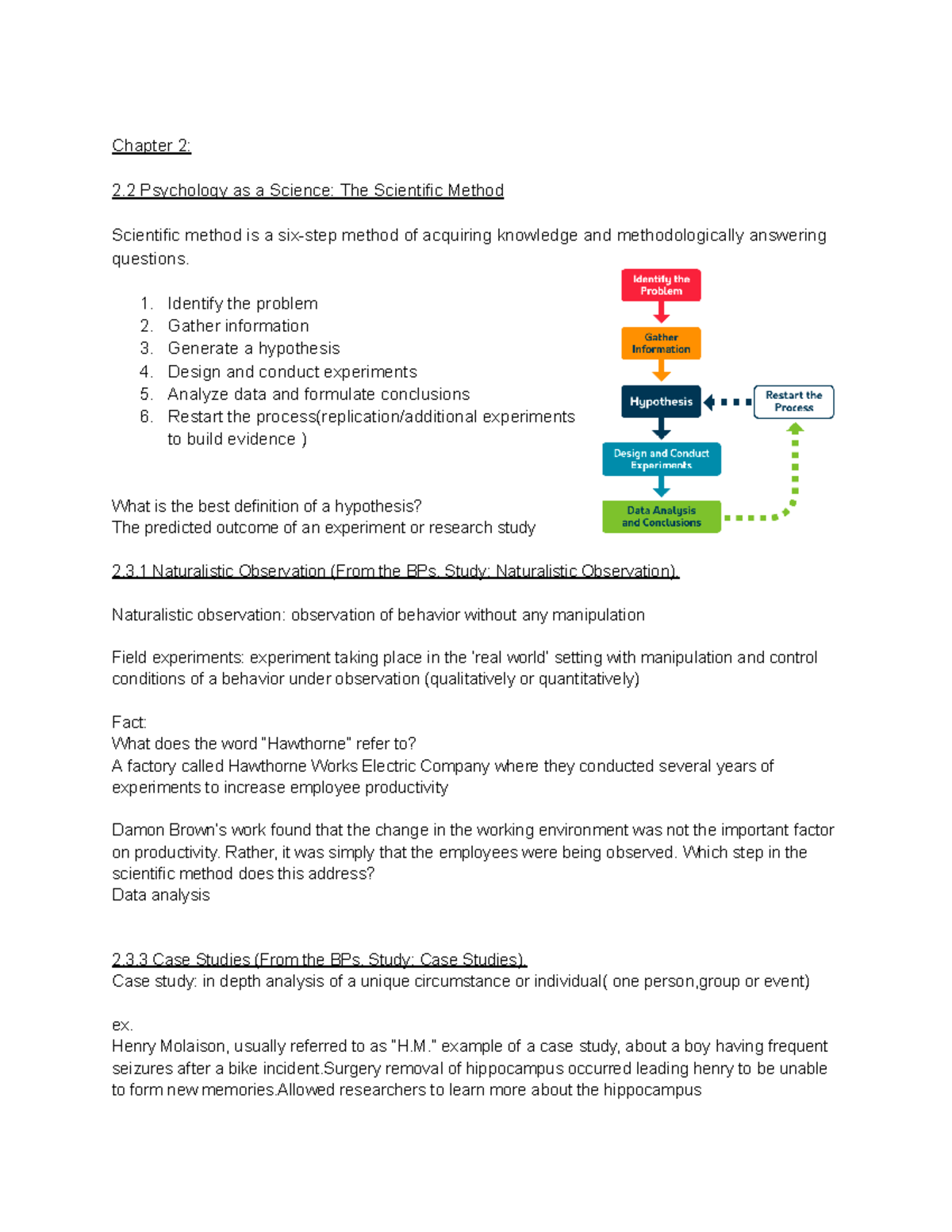 Psych Chapter 2-final Exam - Chapter 2: 2 Psychology As A Science: The ...