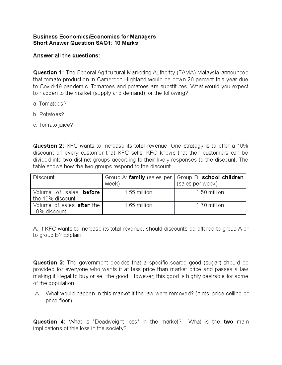 SAQ 1-Business Economics And Economics For Managers - Business ...