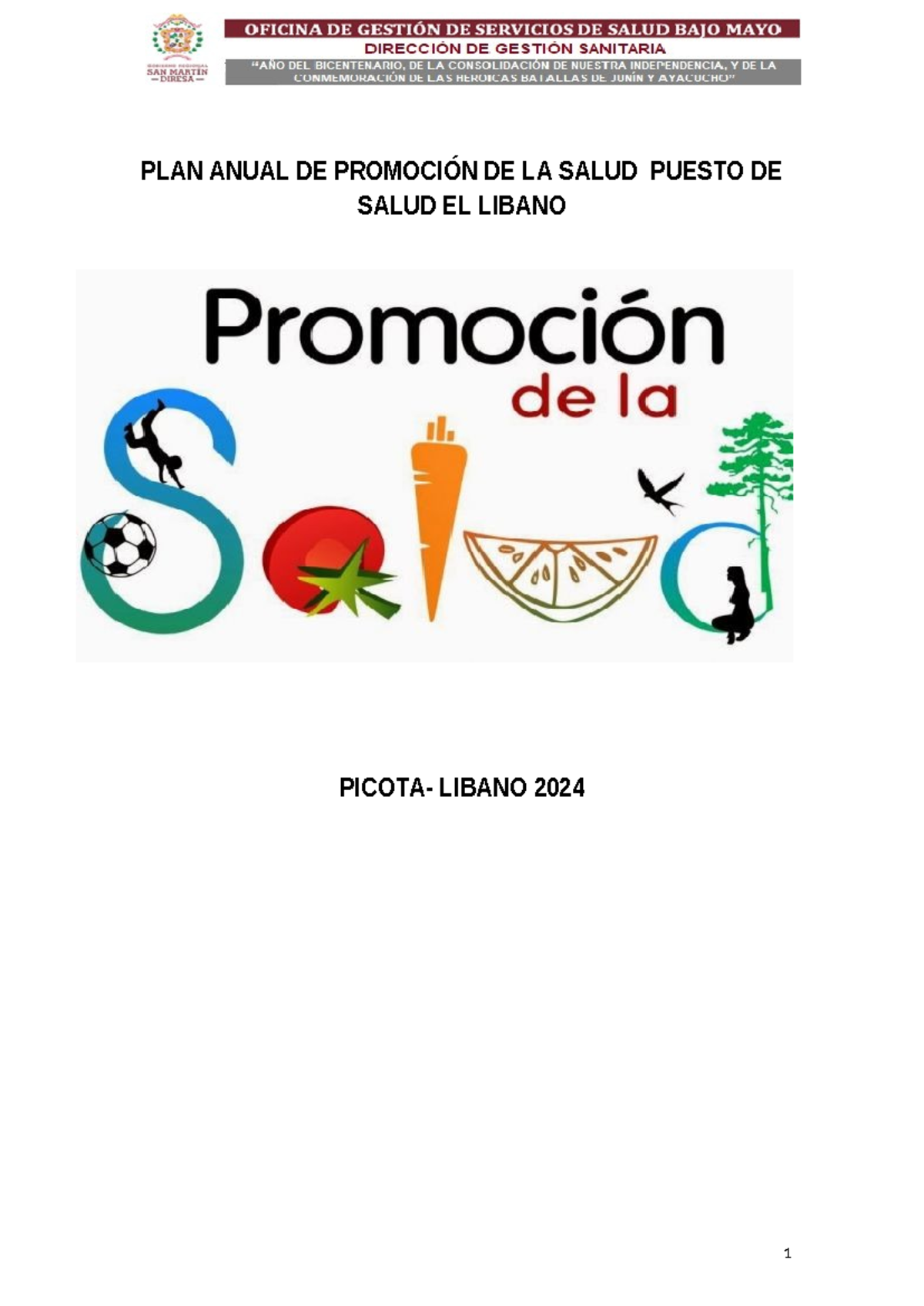 PLAN Anual Promsa Libano -2024-2 - PLAN ANUAL DE PROMOCIÓN DE LA SALUD ...