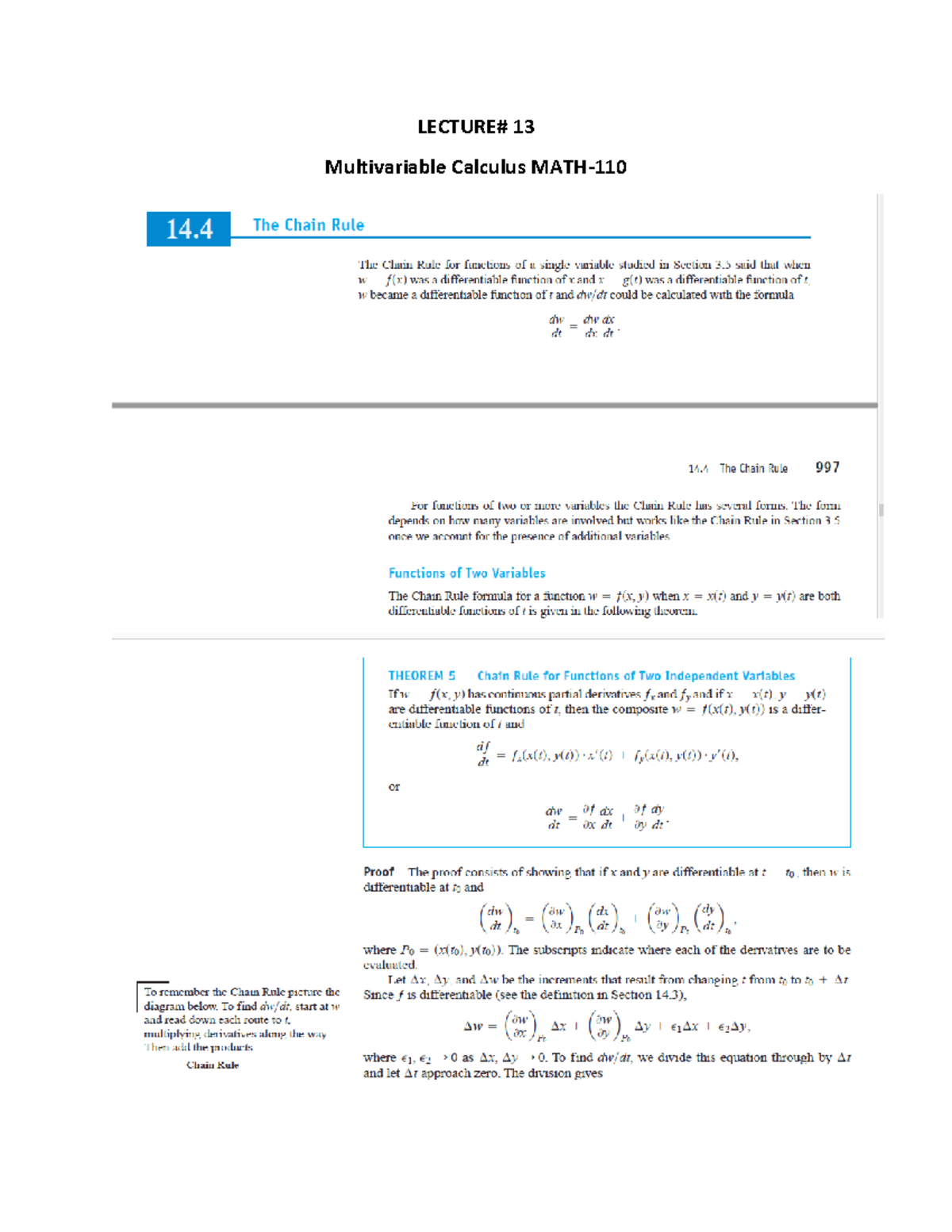 Lecture 13 - Chain rule - Multivariable Calculas - LECTURE ...
