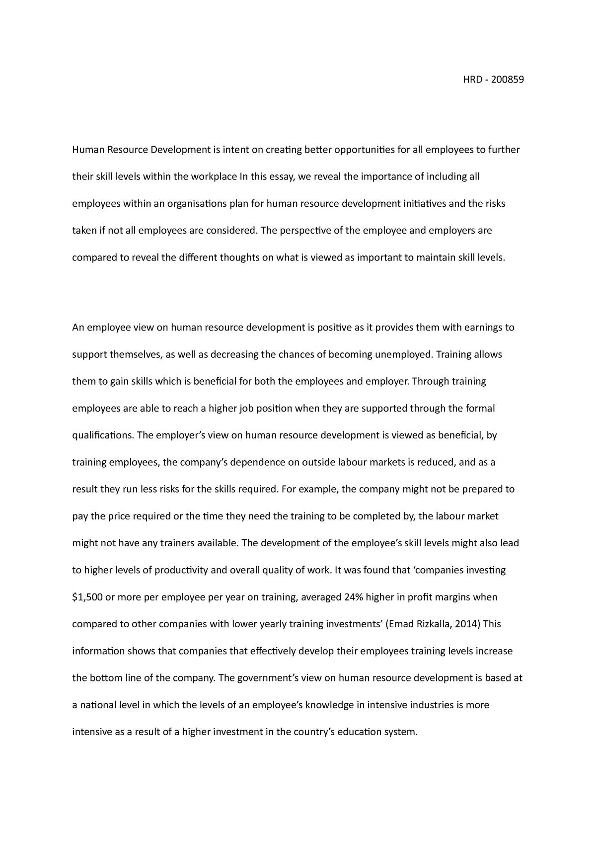 HRD assessment 2 - HRD - 200859 Human Resource Development is intent on ...