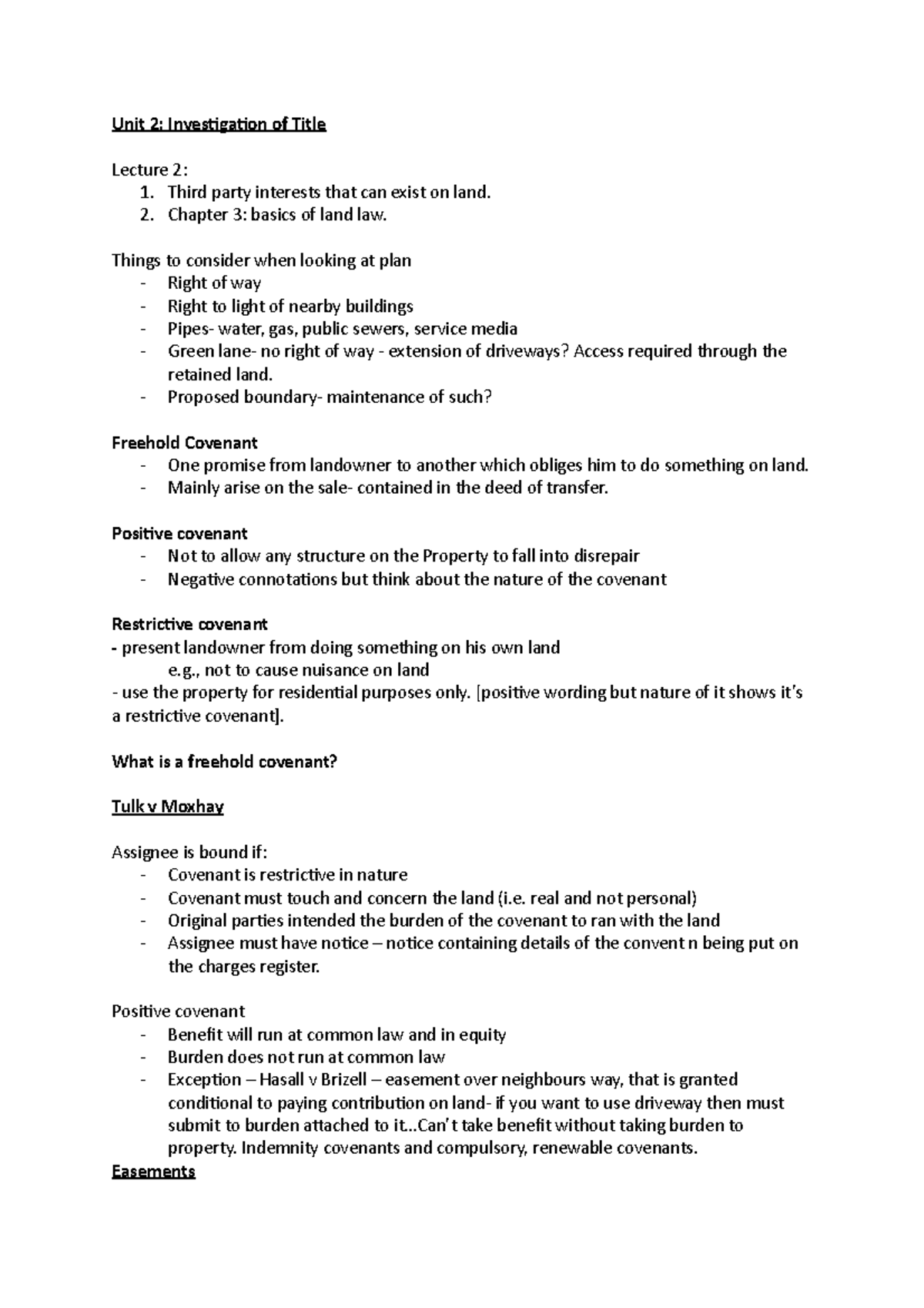 Unit 2Real estate Unit 2 Investigation of Title Lecture 2 1. Third party interests that can
