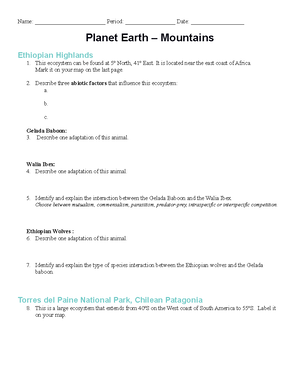Planet Earth Mountains Worksheet - Name: Period: Date: - Studocu Planet Earth Mountains Worksheet - Name: Period: Date: - Studocu