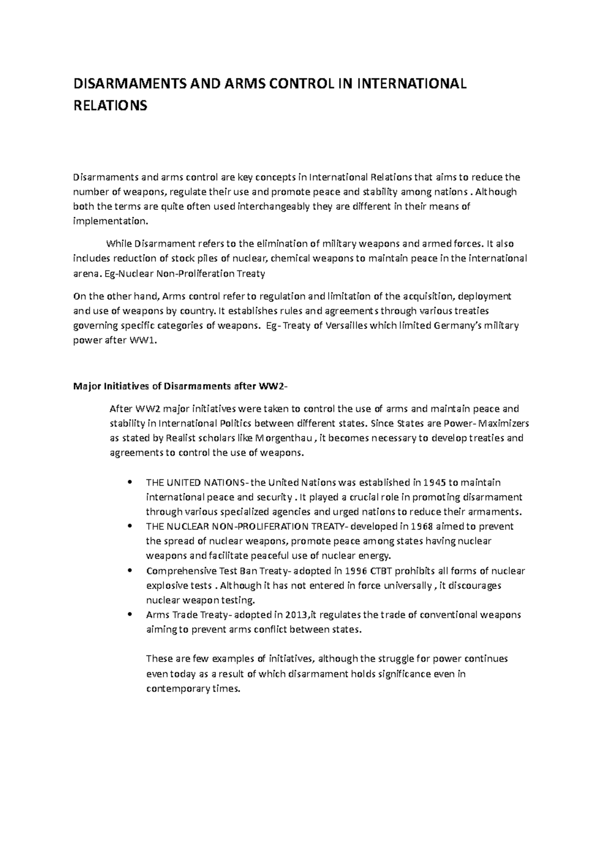 Sanskriti - qwd - DISARMAMENTS AND ARMS CONTROL IN INTERNATIONAL ...