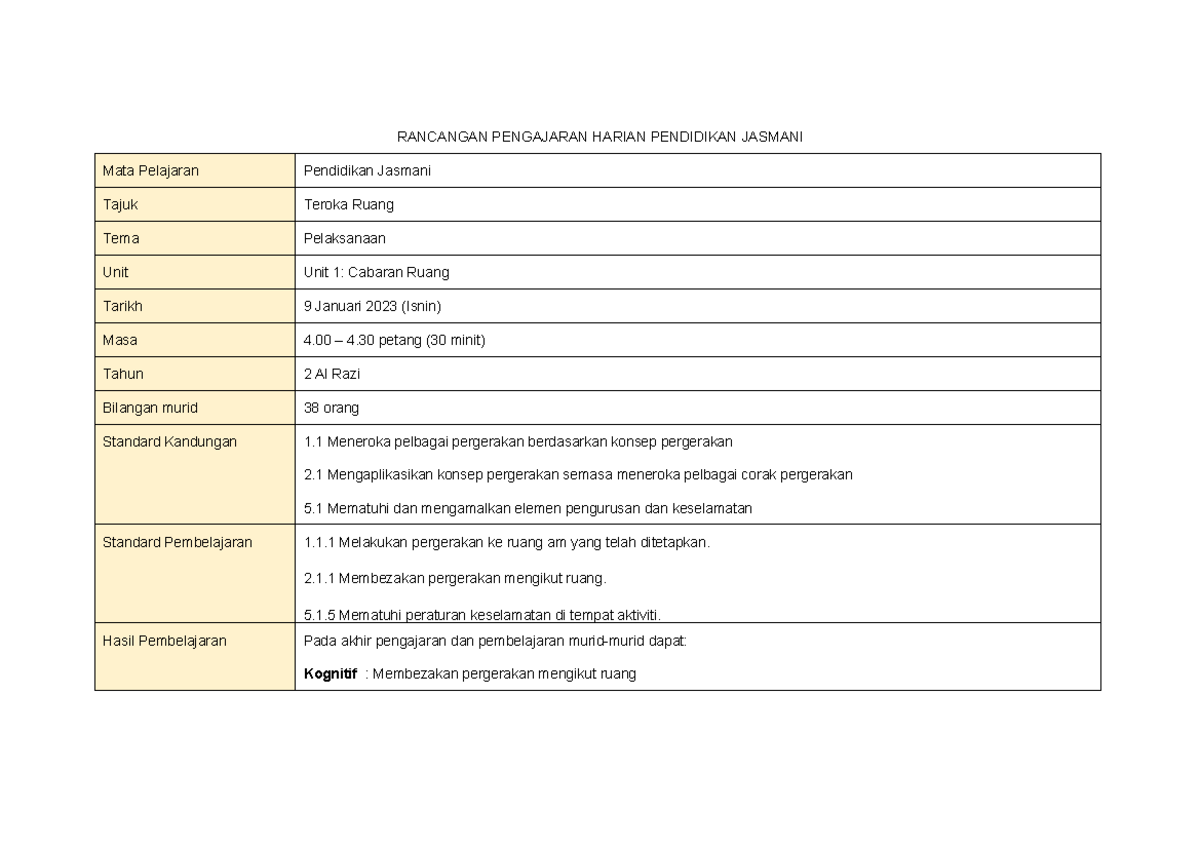 RPH PJ 2R (W1-1) - rph - RANCANGAN PENGAJARAN HARIAN PENDIDIKAN JASMANI ...