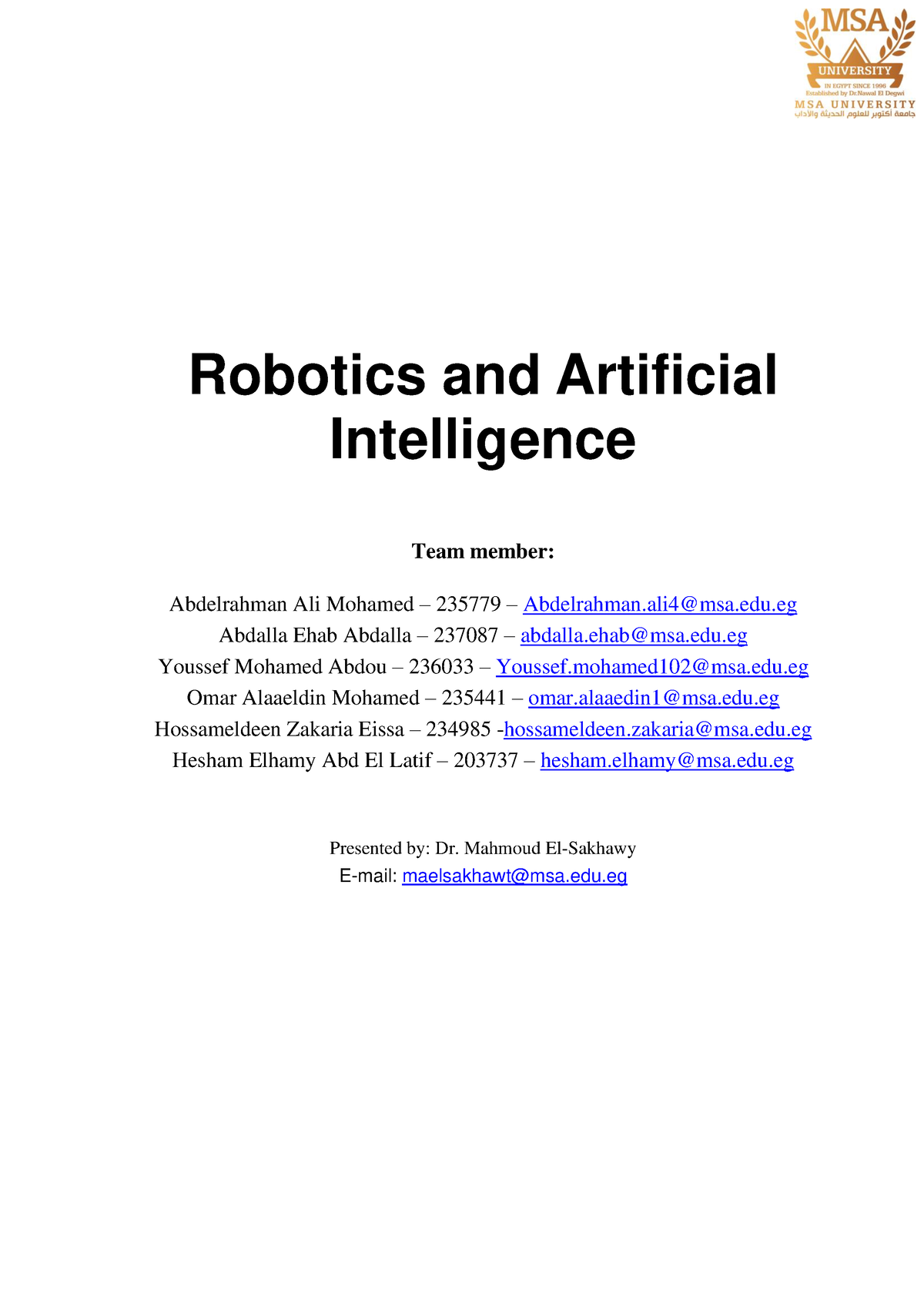 artificial intelligence and robotics research paper