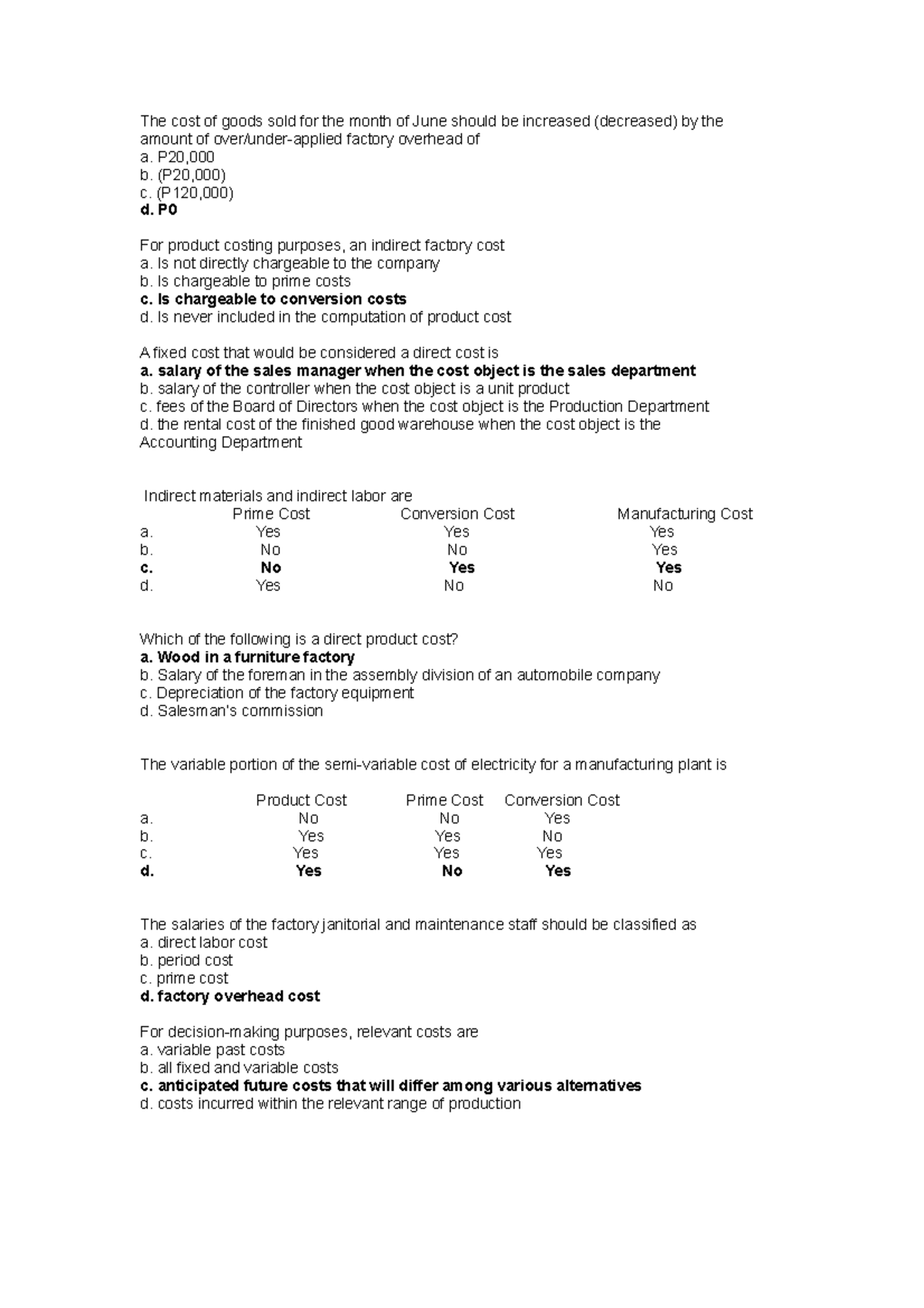 Costs in Management Accounting Concepts, Classifications, Accumulation ...