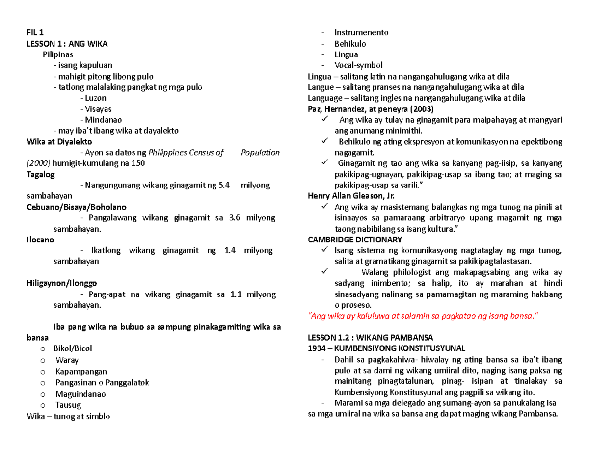 FIL 1 - Lecture notes 1-5 - Science, Technology, Engineering, and ...