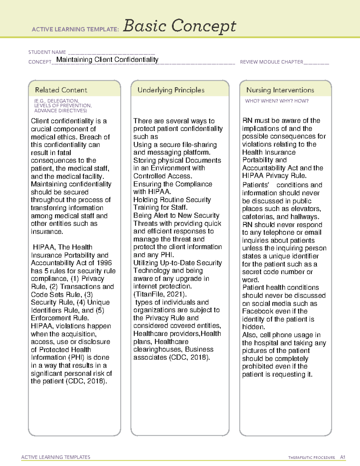 Ati Basic Concept Template Legal Responsibilities Appendix a contained