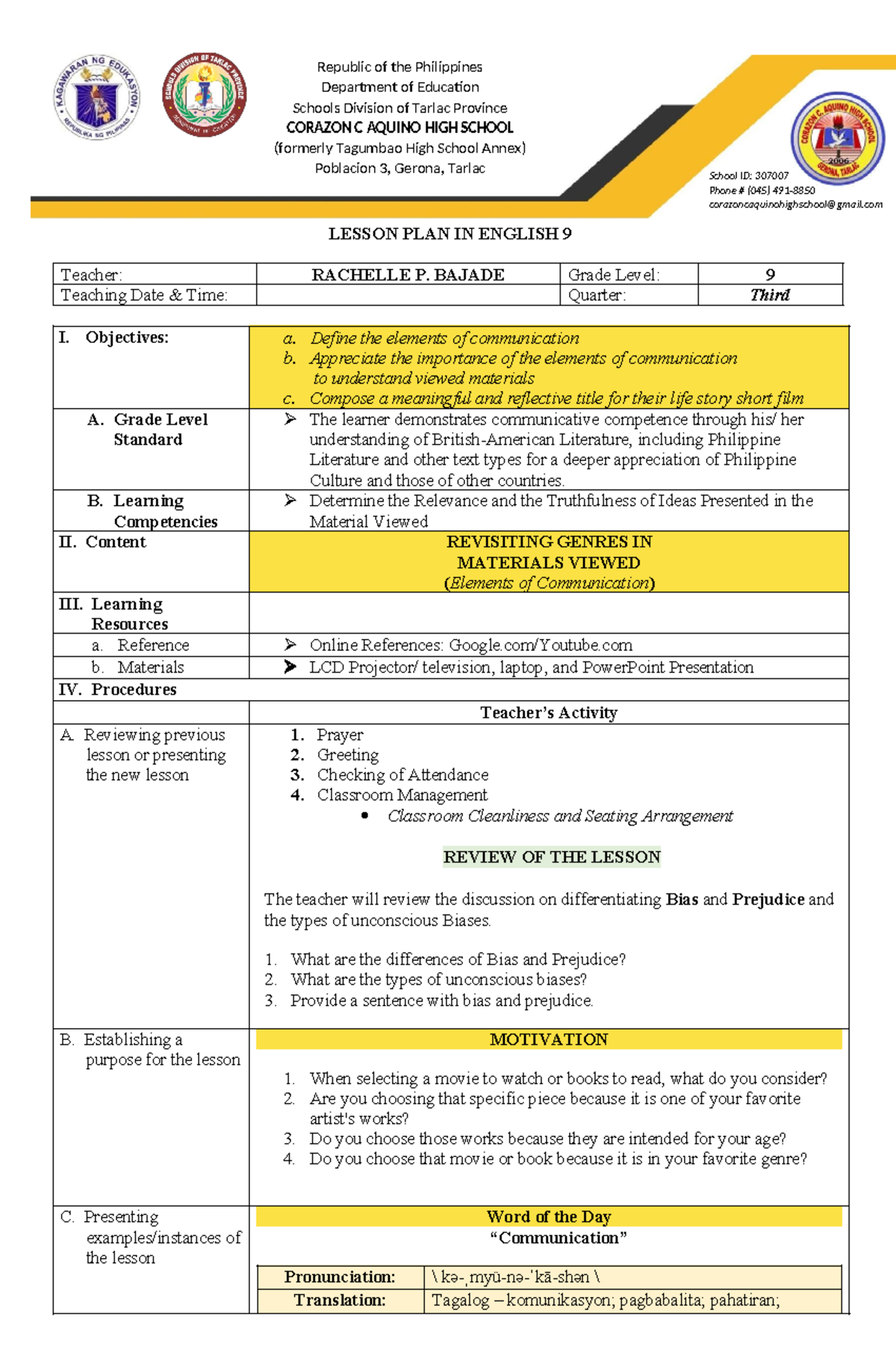 dlp-1-elements-of-communication-lesson-plan-in-english-9-teacher