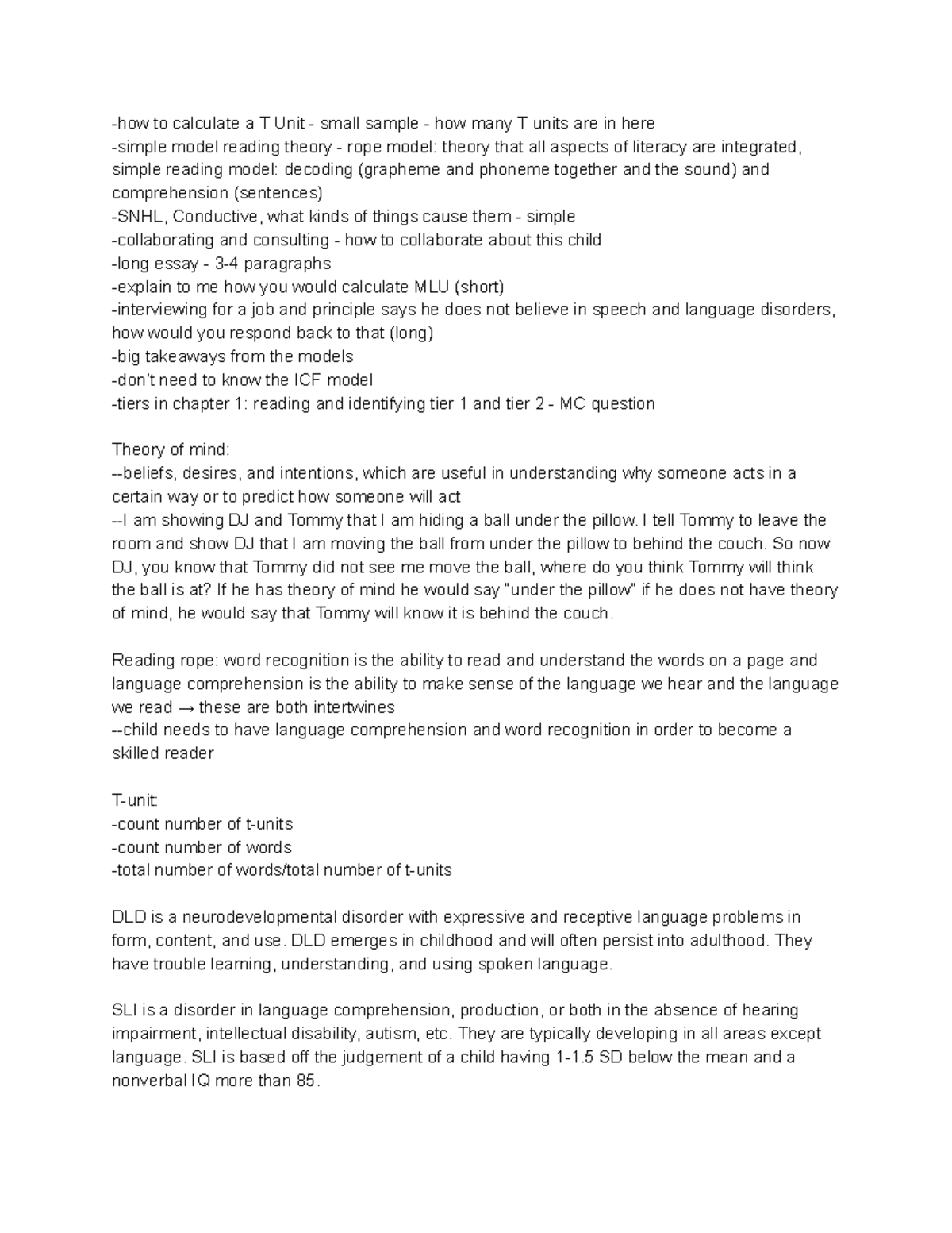 Csdig 503- Midterm Study Guide -how to calculate a T Unit - small ...