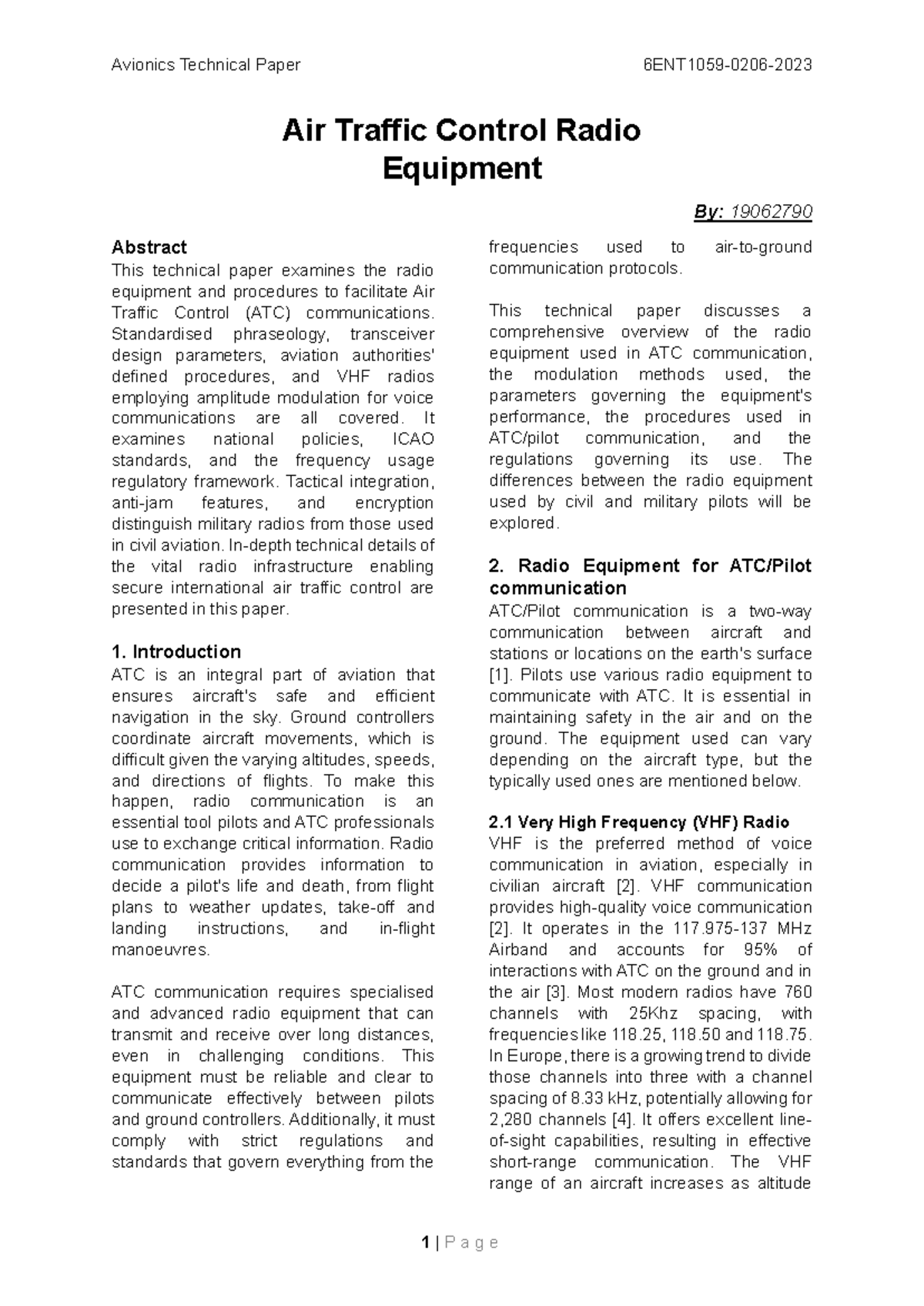 Avionics Technical Paper - Air Traffic Control Radio Equipment By ...