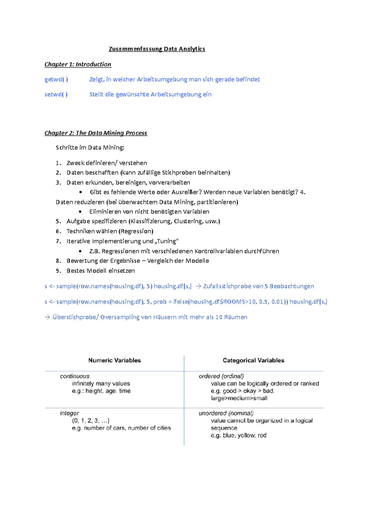 Lernzettel Data Analytics 2 - Zusammenfassung Data Analytics Chapter 1 ...