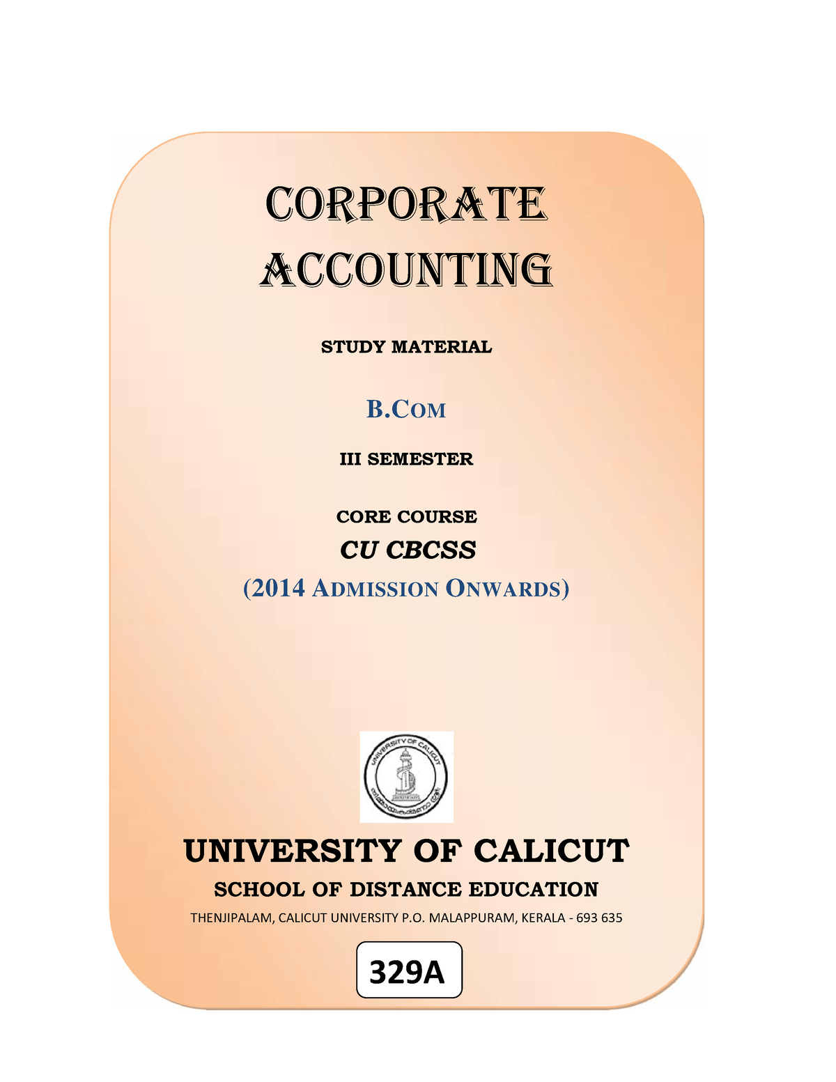 Corporate Accountings Bcom Third Semester Stdy Matrl On29oct2015 ...