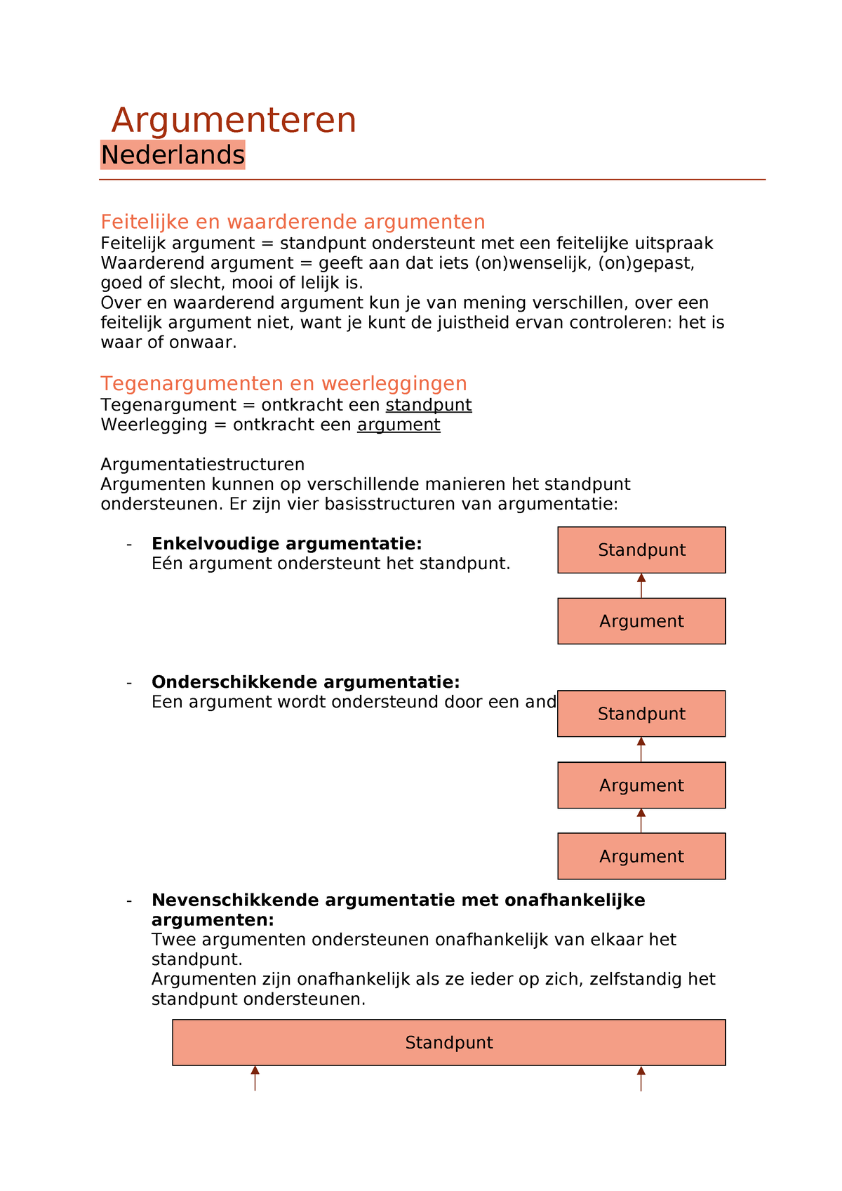 Argumenteren - Nederlands - Argumenteren Nederlands Feitelijke En ...