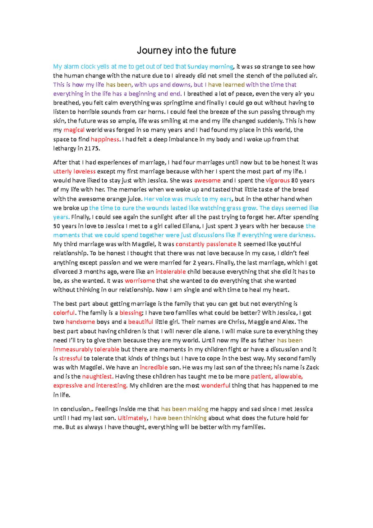 Writing 2 Final Journey into the future My alarm clock yells at me to