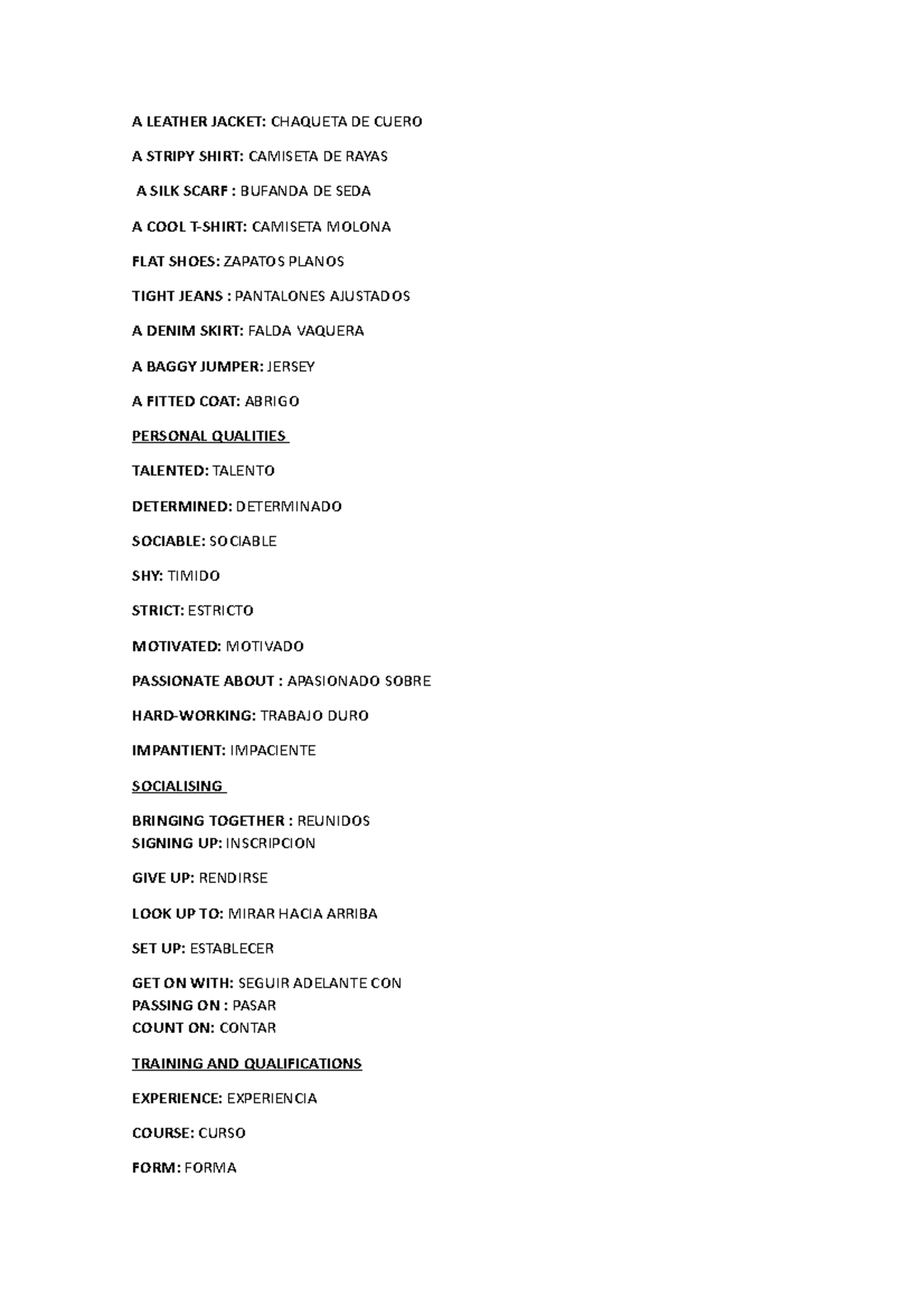 A Leather Jacket INGLES A LEATHER JACKET CHAQUETA DE CUERO A