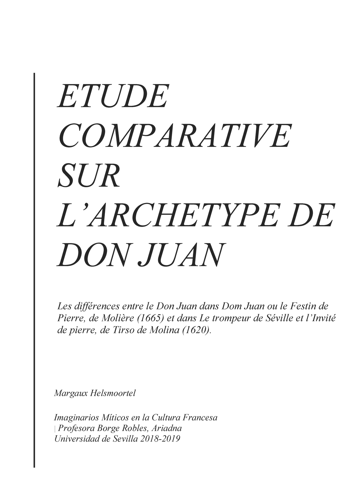 Comparaison Don Juan Nota 9 Studocu