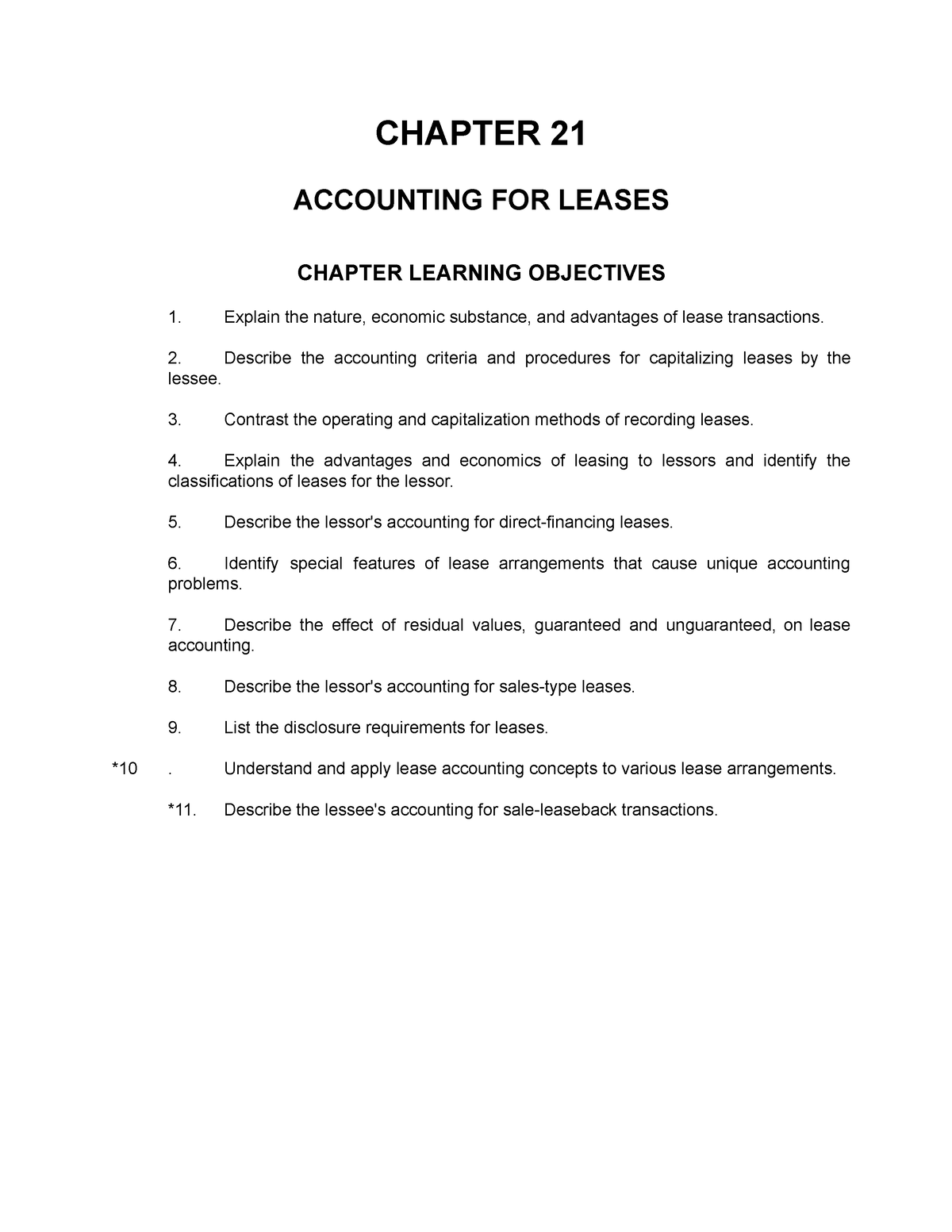 Ch21 - Notes On Chapter 21 - CHAPTER 21 ACCOUNTING FOR LEASES CHAPTER ...