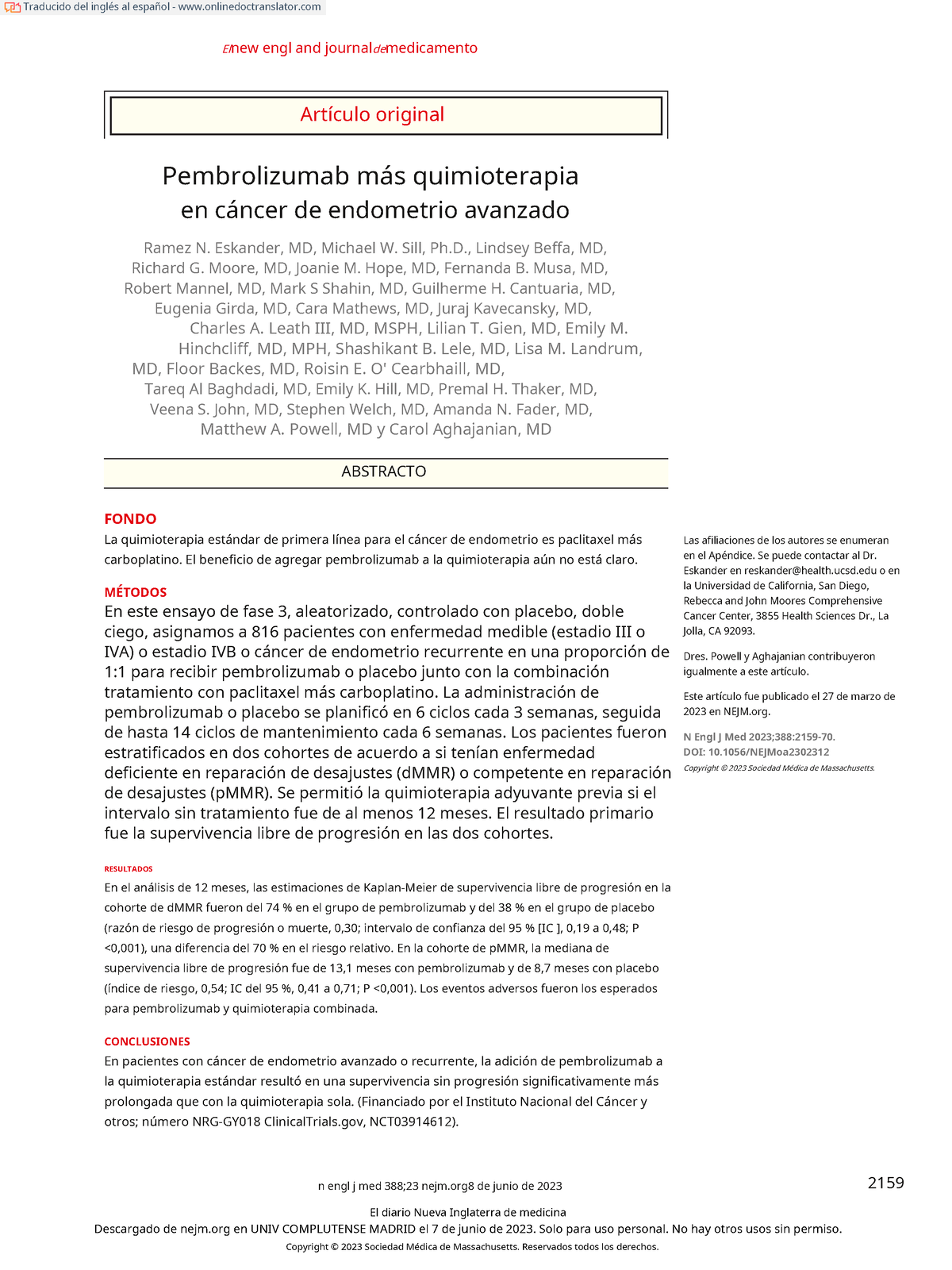 Pembrolizumab Plus Chemotherapy In Advanced Endometrial Cancer ...