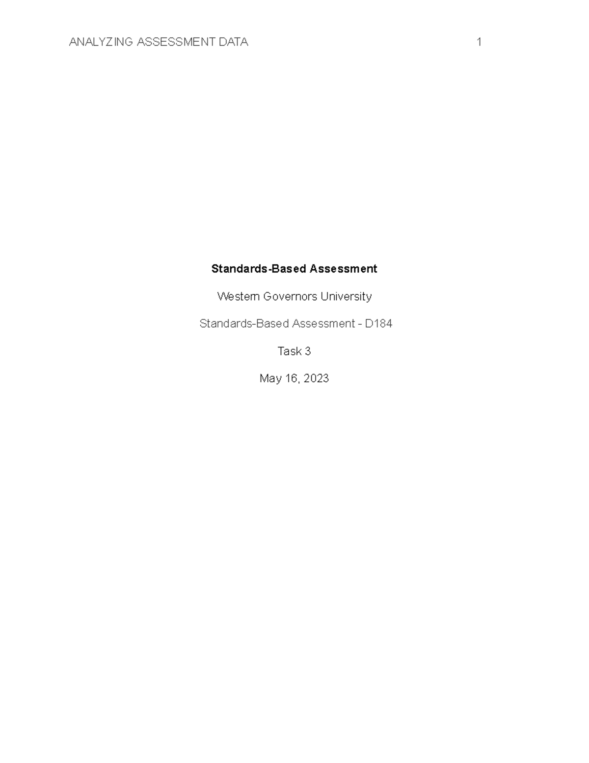 D184 Task3 PASSED StandardsBased Assessment Western Governors
