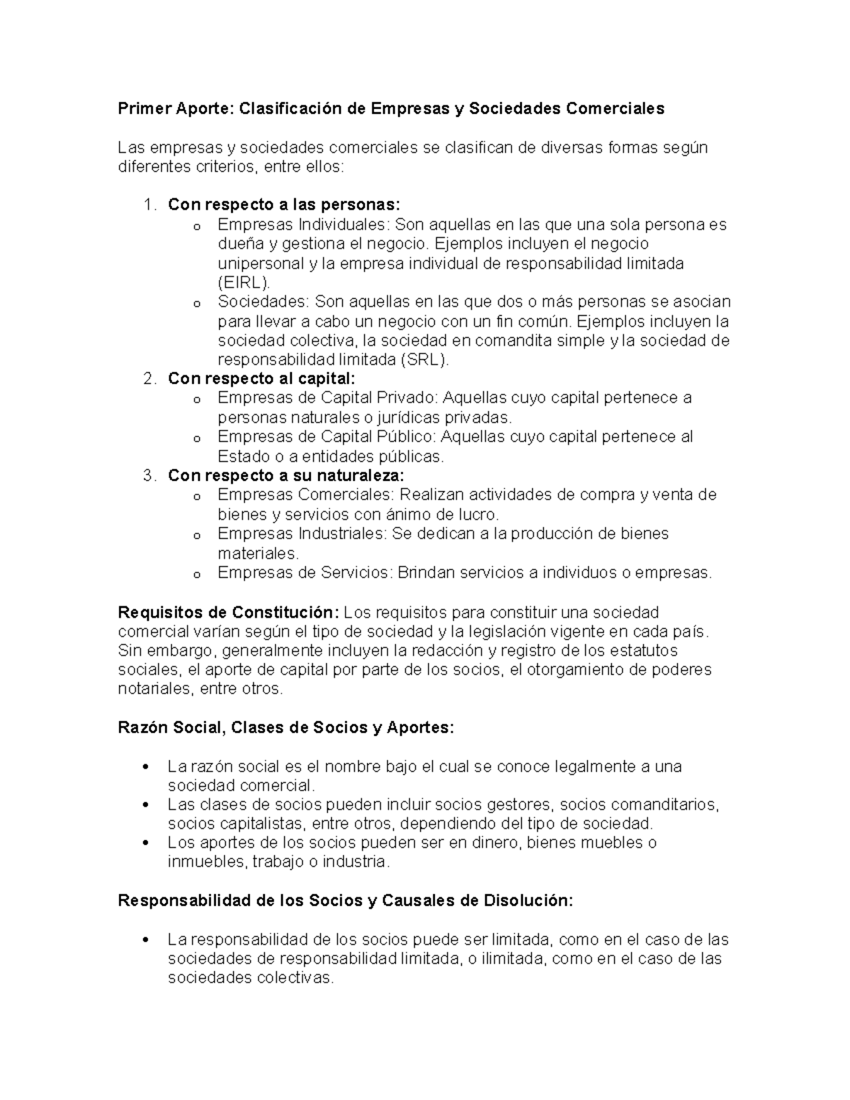 ACTIVIDAD 6 foro - Primer Aporte: Clasificación de Empresas y ...