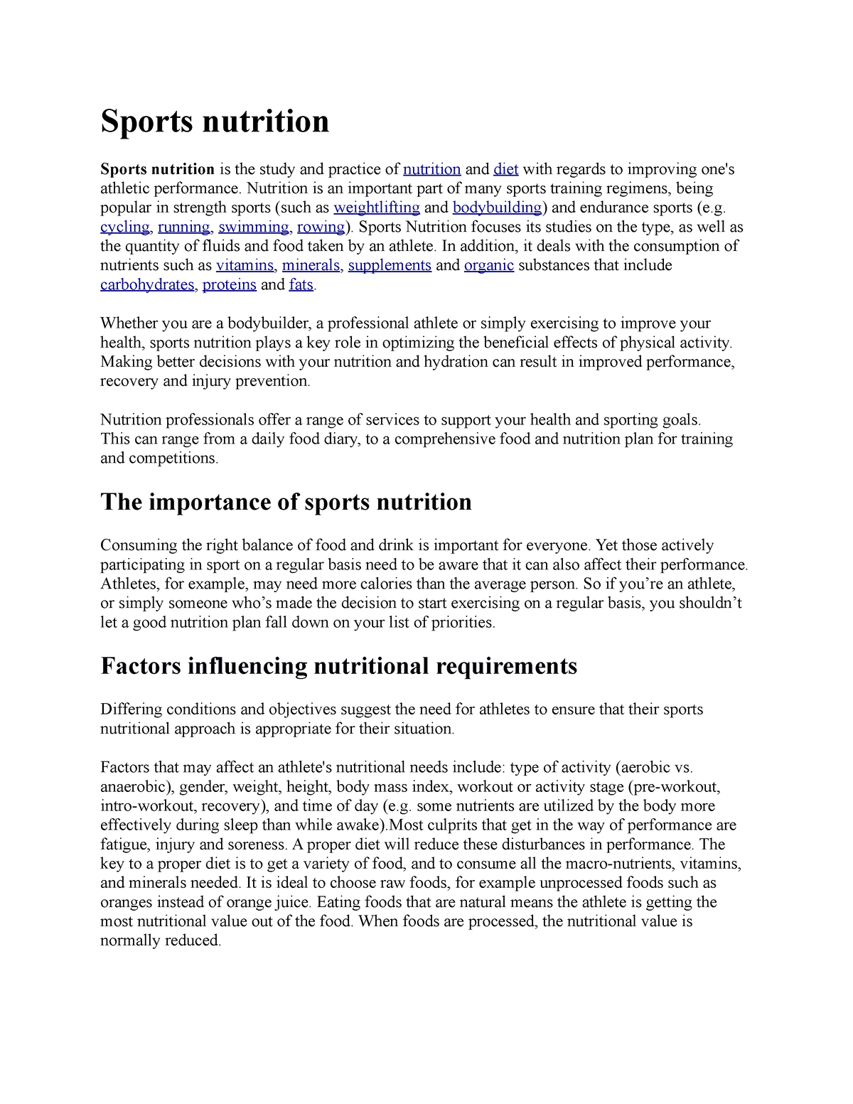 sports nutrition research papers