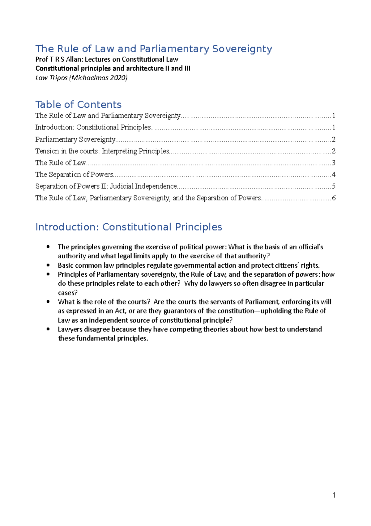 parliamentary sovereignty essay law