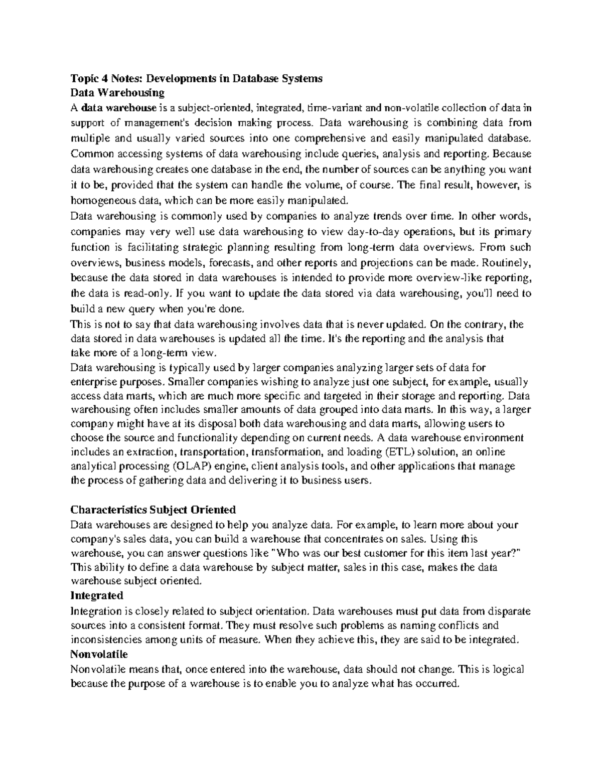 Topic 4 Notes - programming - Topic 4 Notes: Developments in Database ...