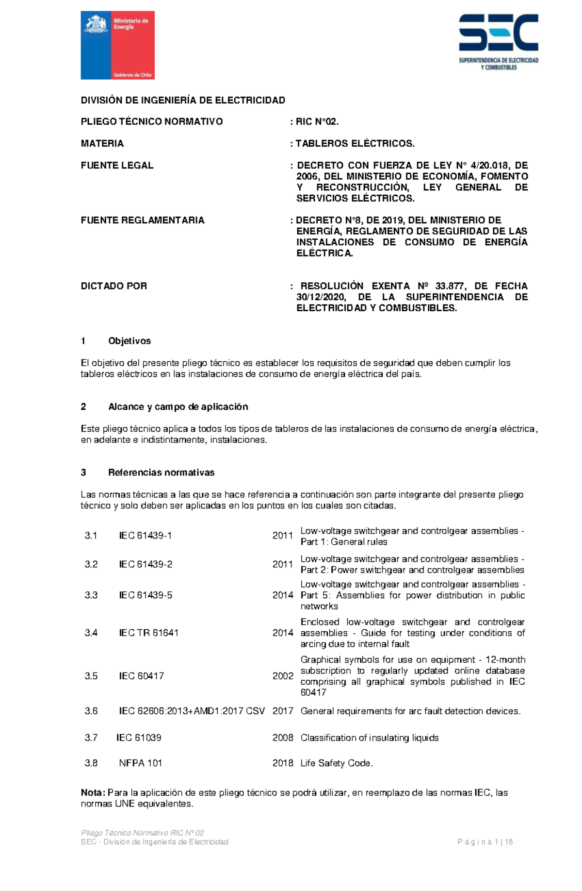 RIC N02 Tableros Electricos 170621 2 - Pliego Técnico Normativo RIC N ...