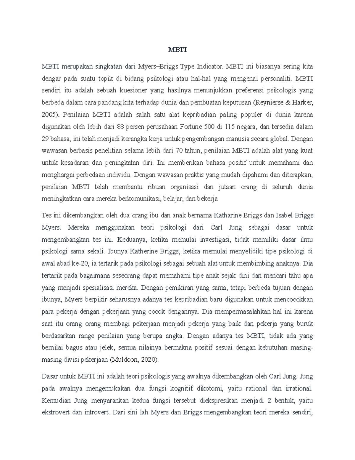 MBTI - Mbti - MBTI MBTI merupakan singkatan dari Myers–Briggs Type ...