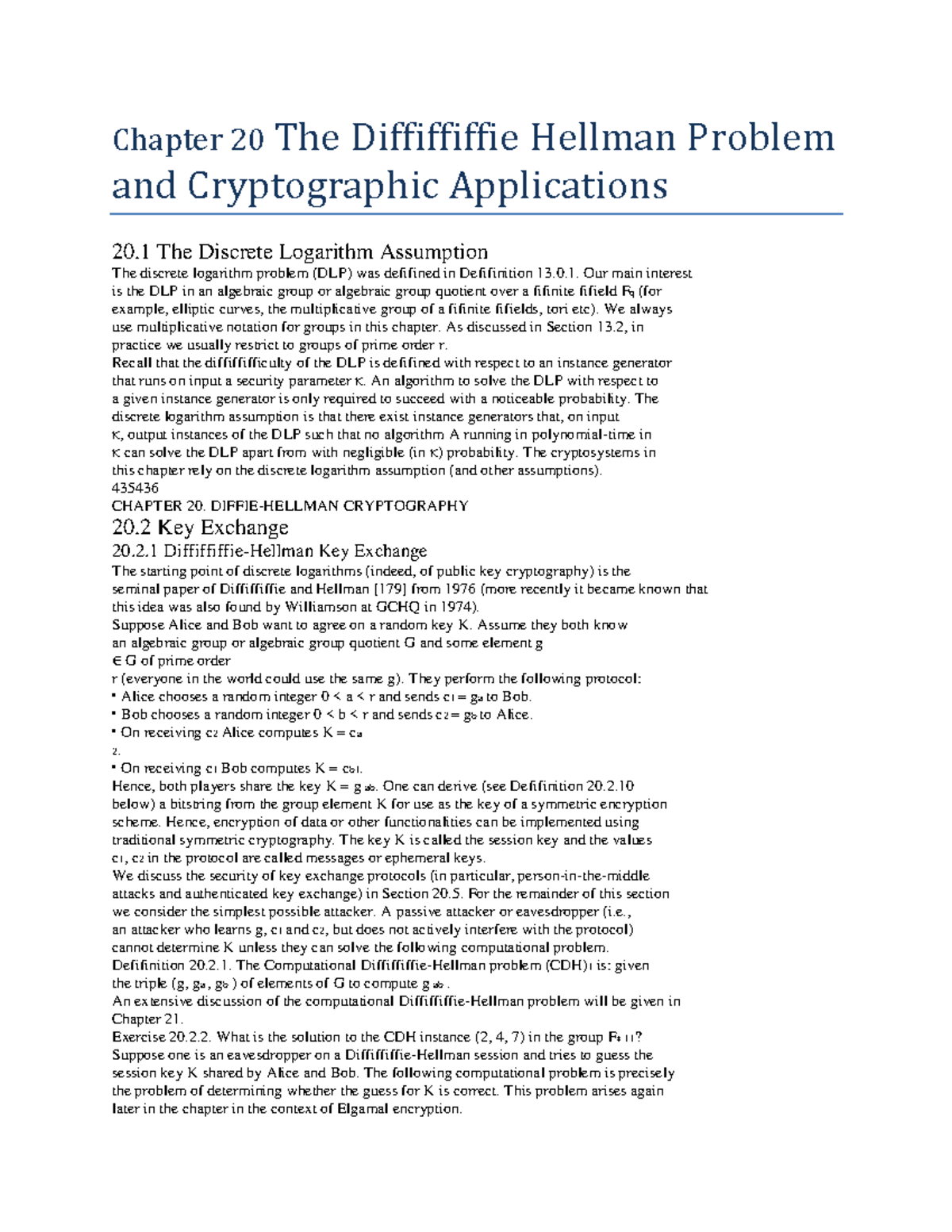 Chapter 20 The Diffiffiffie Hellman Problem and Cryptographic ...