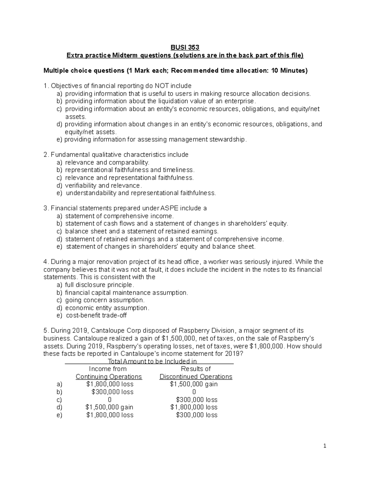 Practice Midterm Additional Questions May 2019 with Solutions v9 - BUSI ...