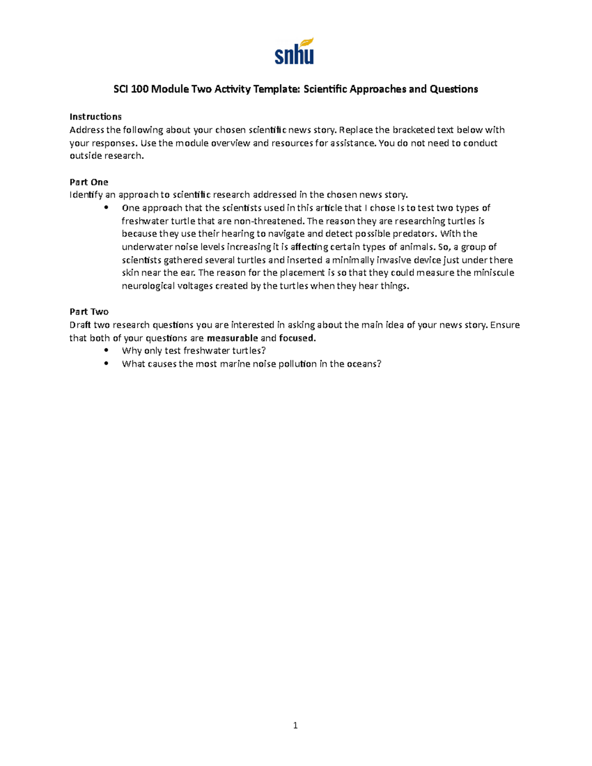 Recent SCI 100 Module Two Activity SNHU - SCI 100 Module Two Activity ...