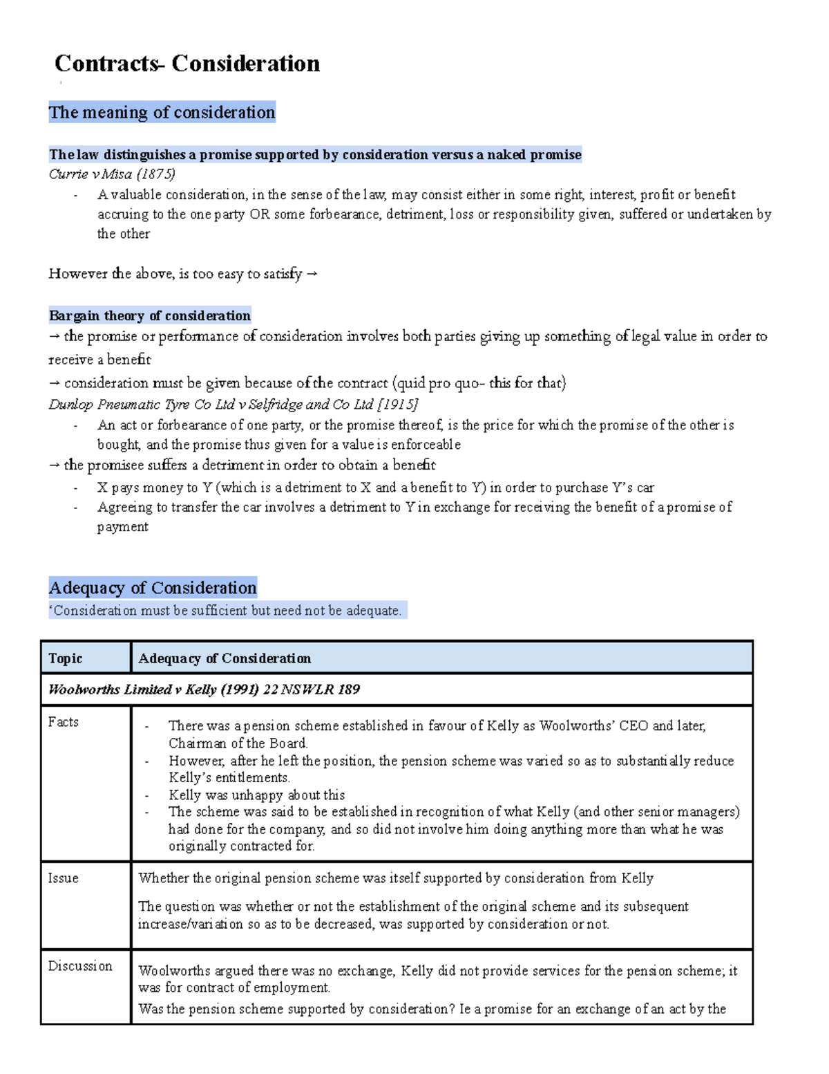 3- Consideration in Contract Formation for LAWS1015 - Contracts ...